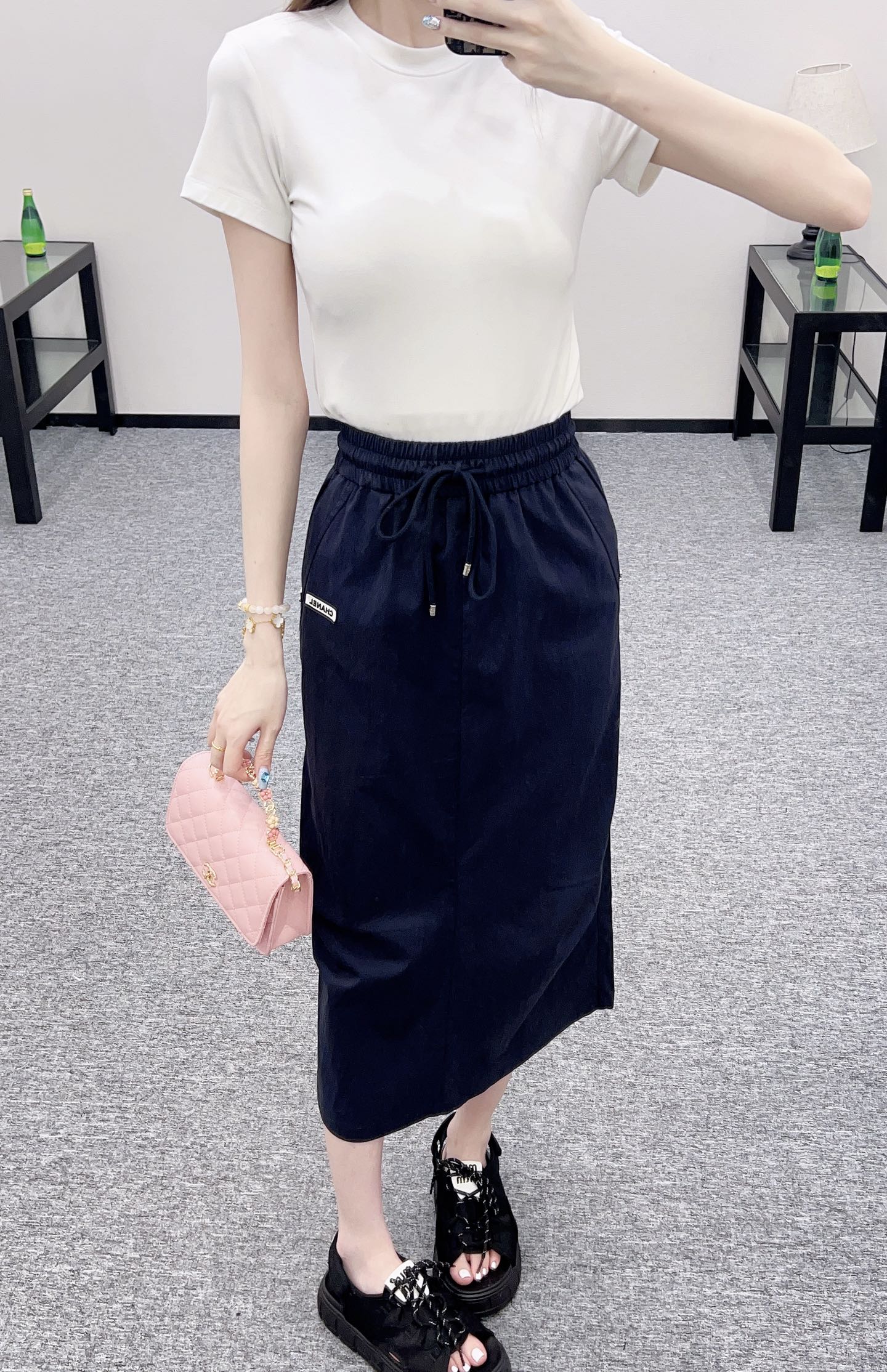 C 2025 new product Slit drawstring skirt