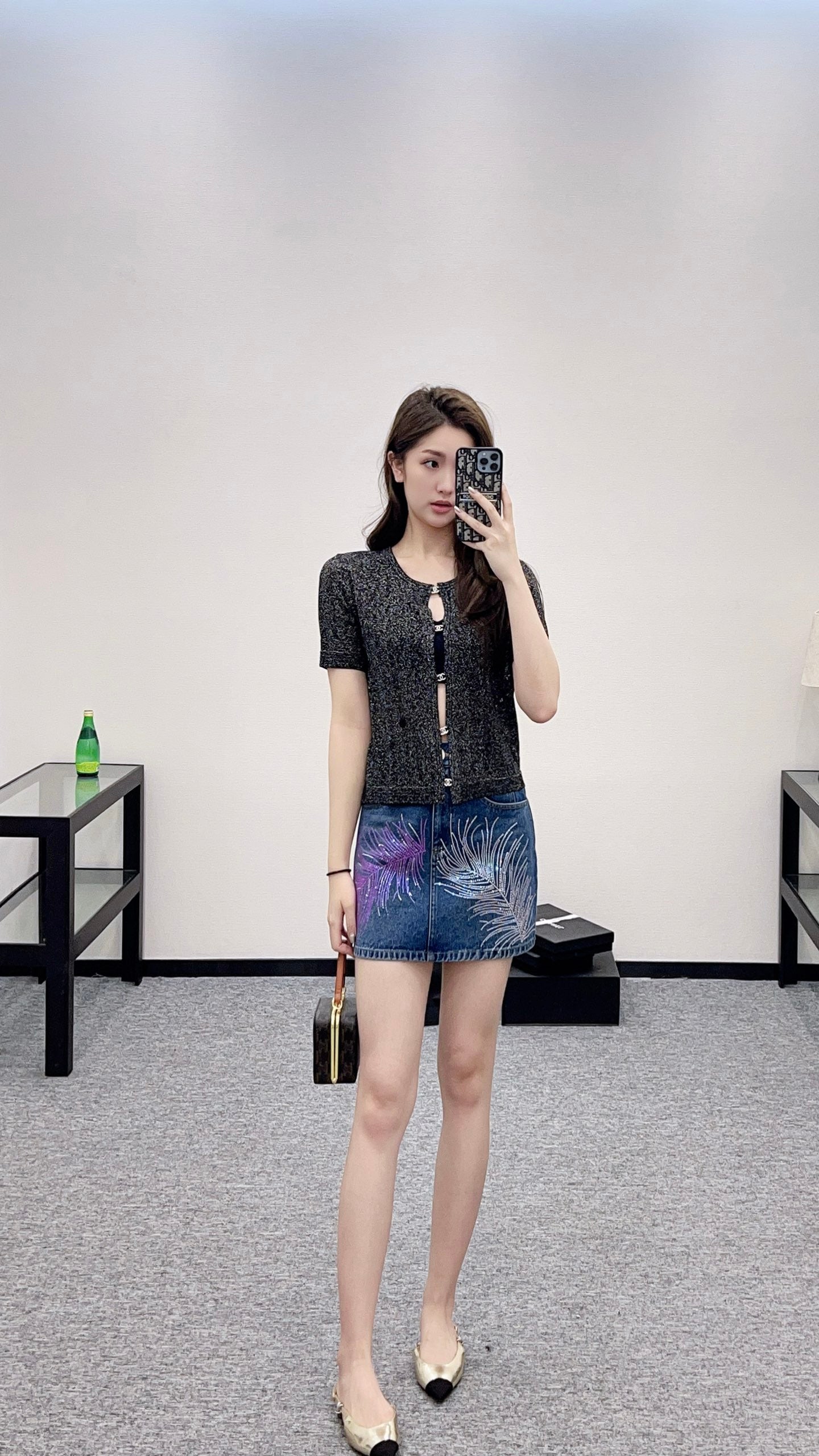 C 25 new product Rhinestone button cardigan