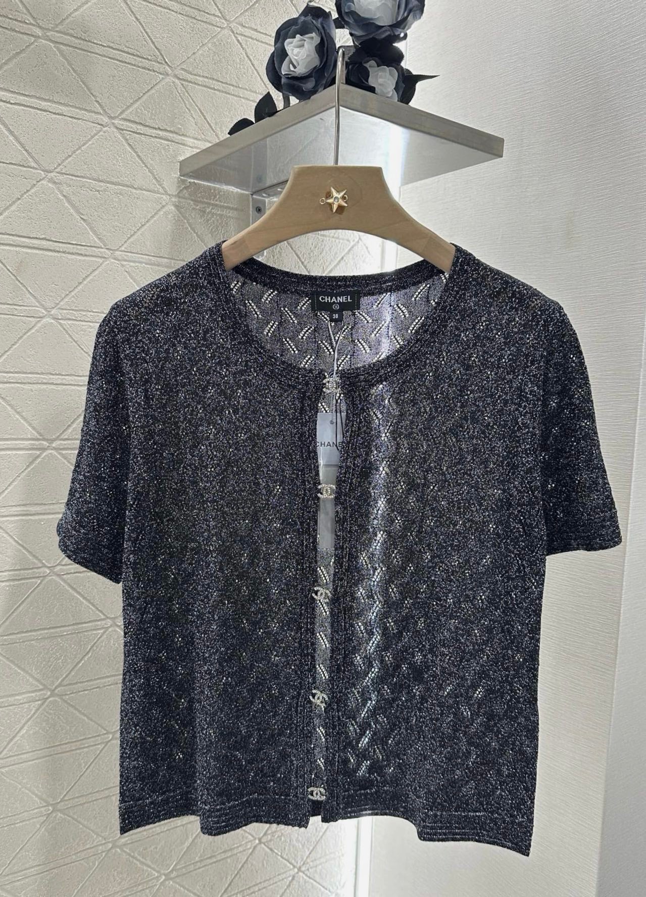 C 25 new product Rhinestone button cardigan