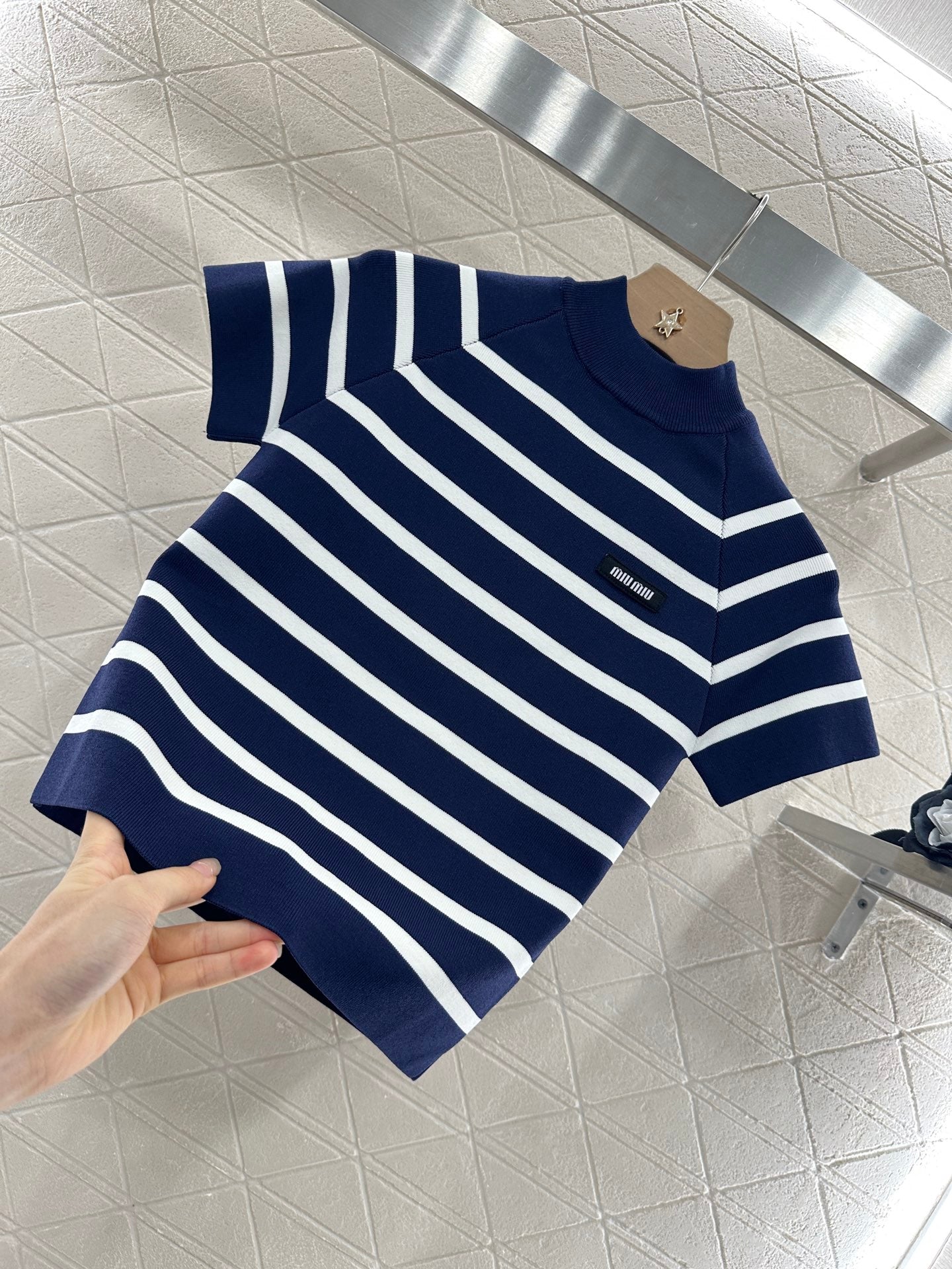 M 25 new product Striped knitted short sleeves