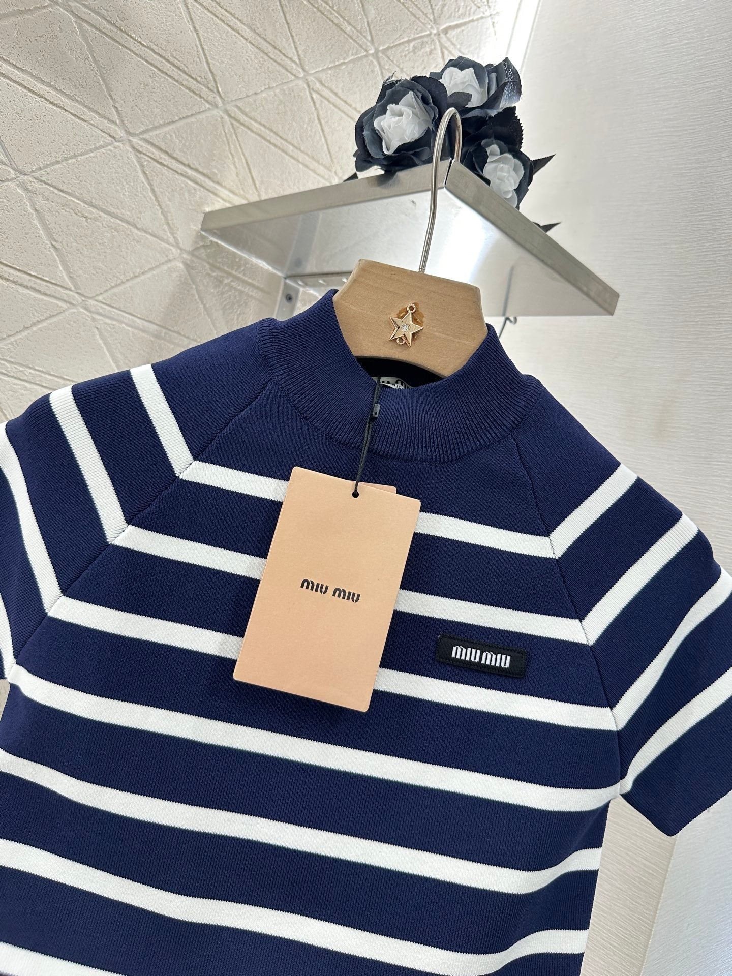 M 25 new product Striped knitted short sleeves