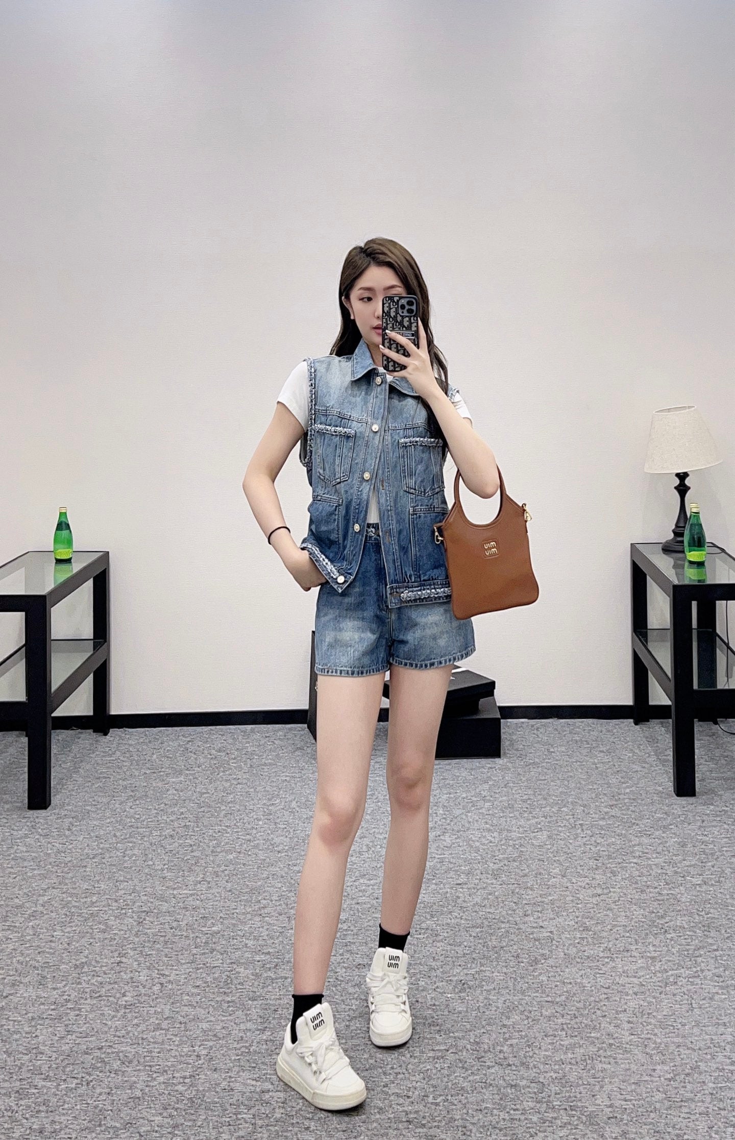 C 2025 new product Denim vest shorts set