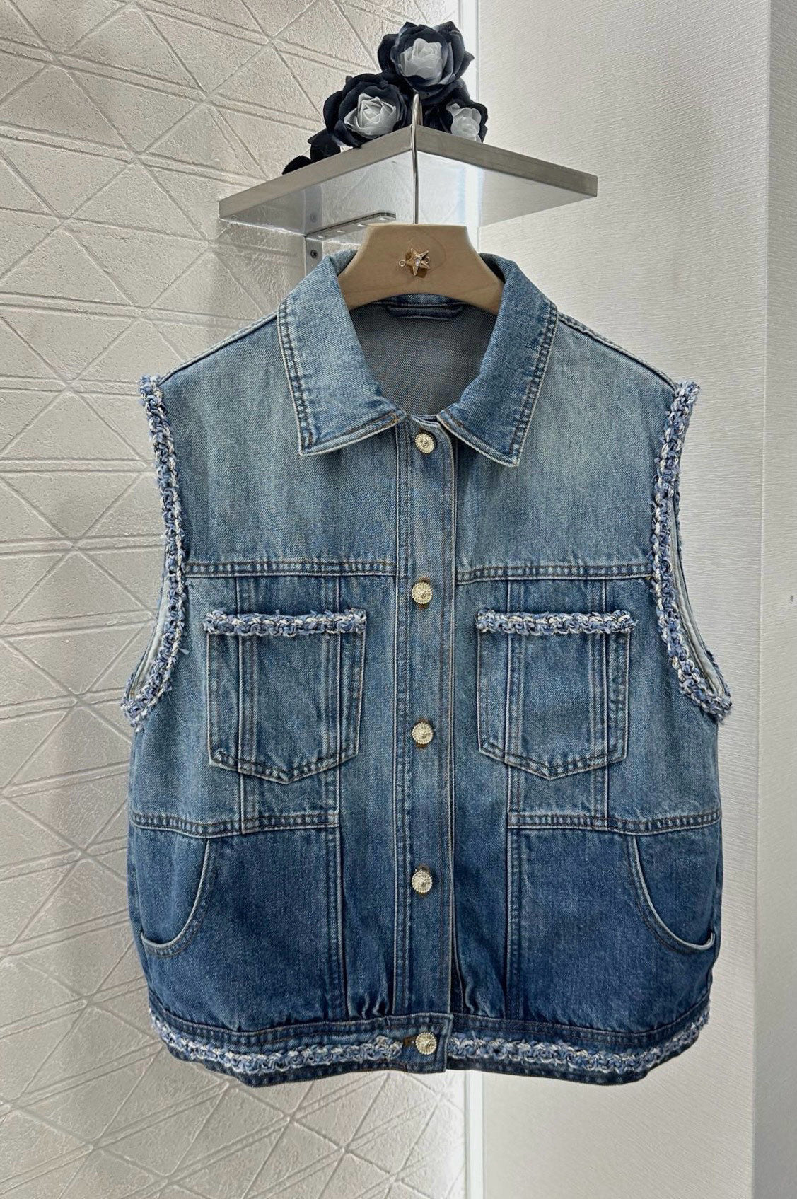 C 2025 new product Denim vest shorts set