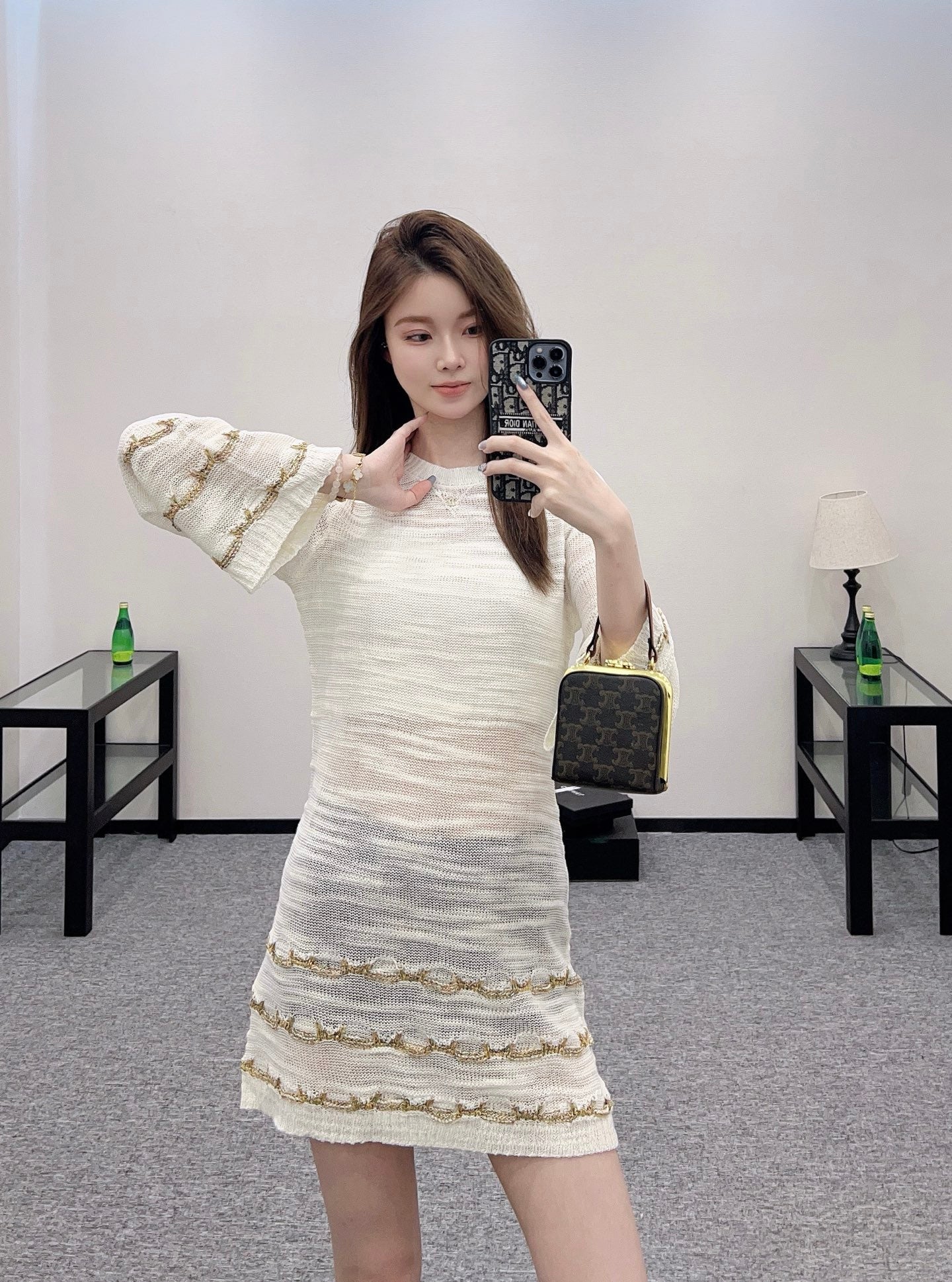 C 2025 new product Embroidered knitted dress