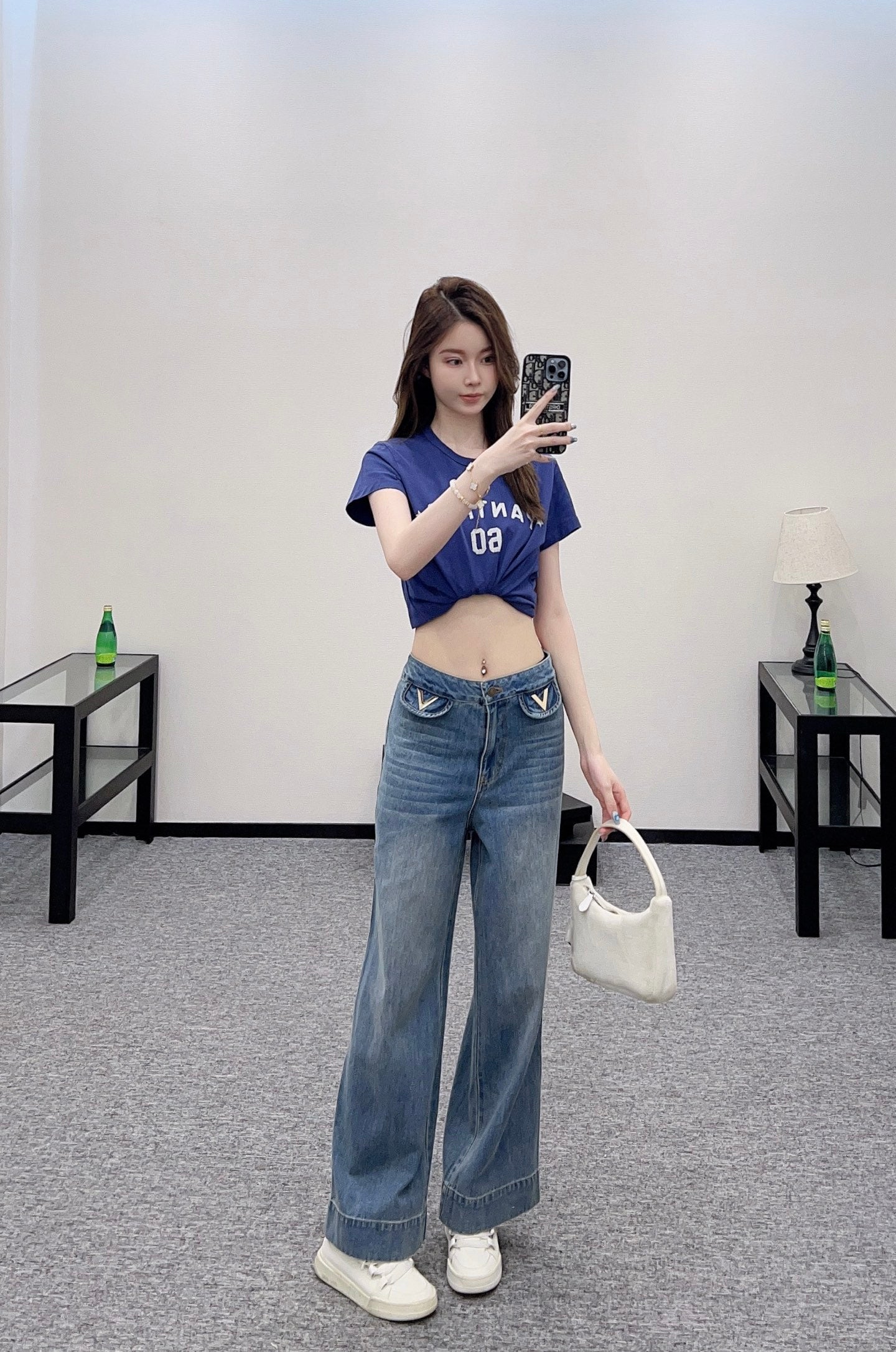 V 2025 new products Denim pocket trousers