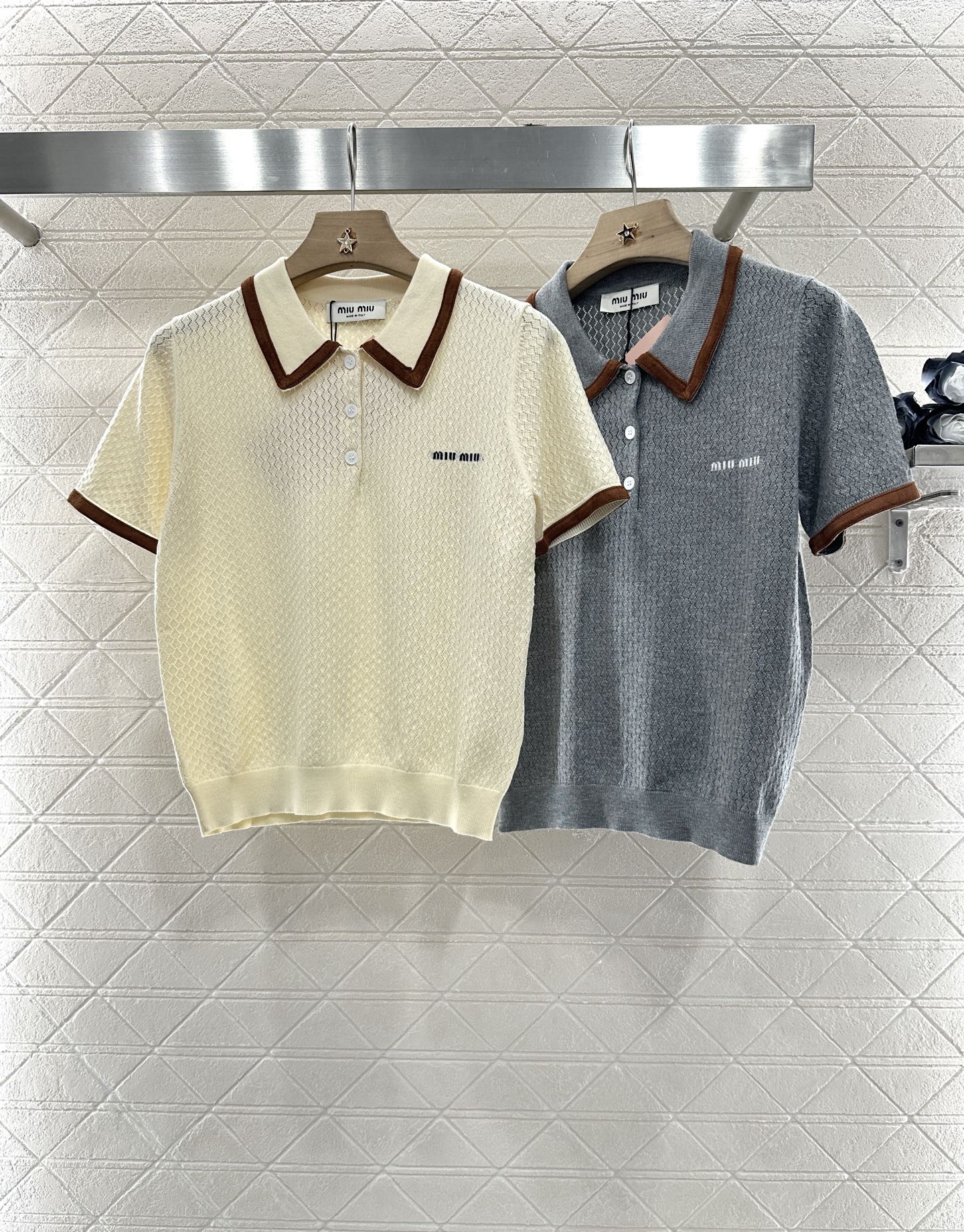 M 2025 new product Knitted lapel short sleeves
