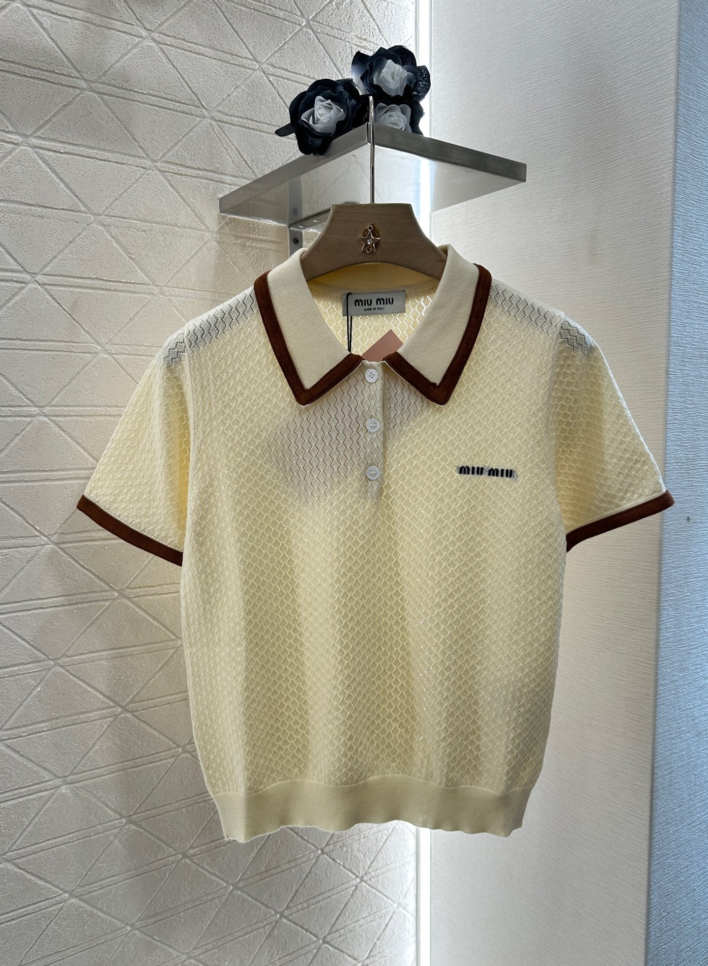 M 2025 new product Knitted lapel short sleeves