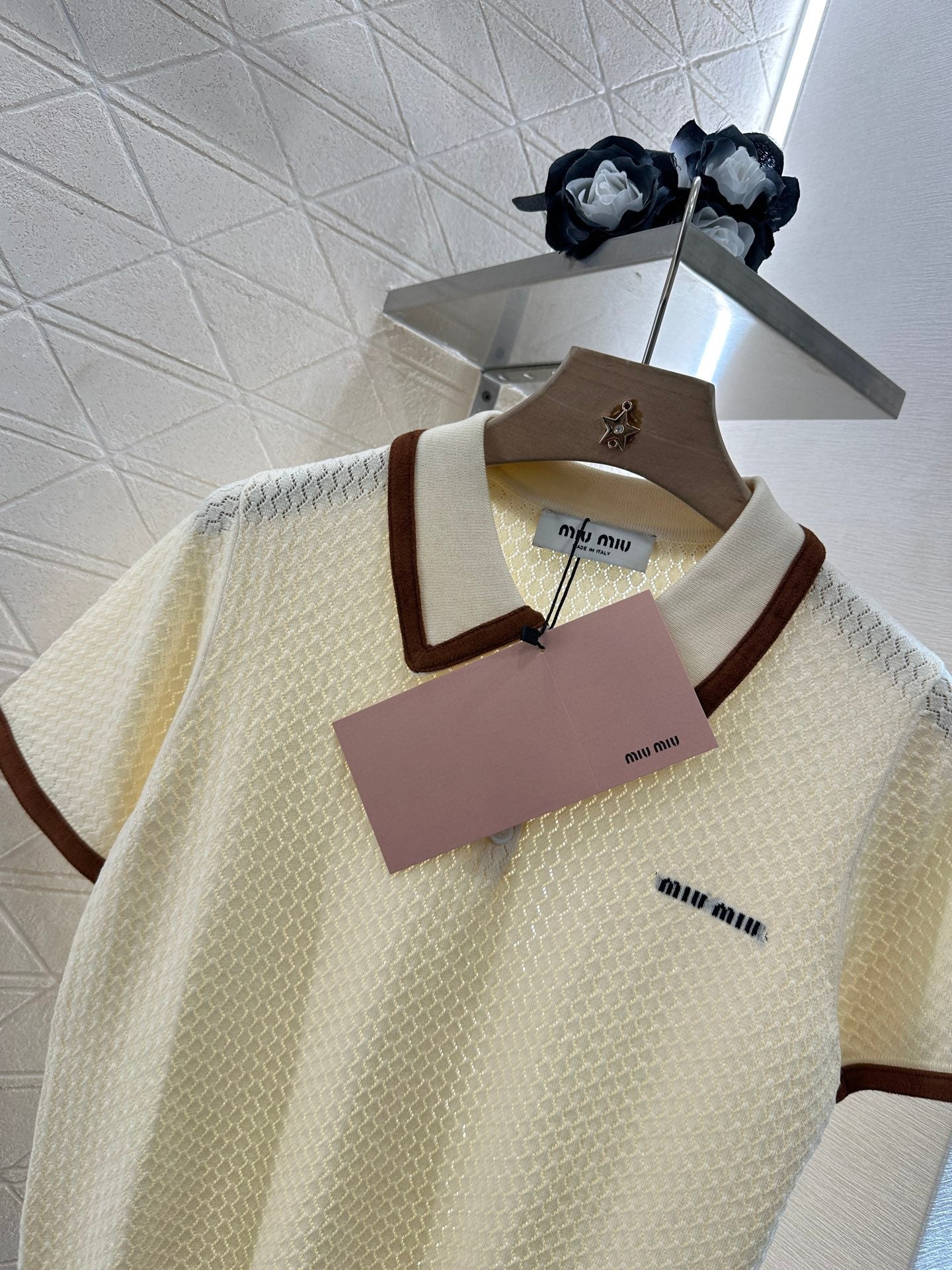 M 2025 new product Knitted lapel short sleeves