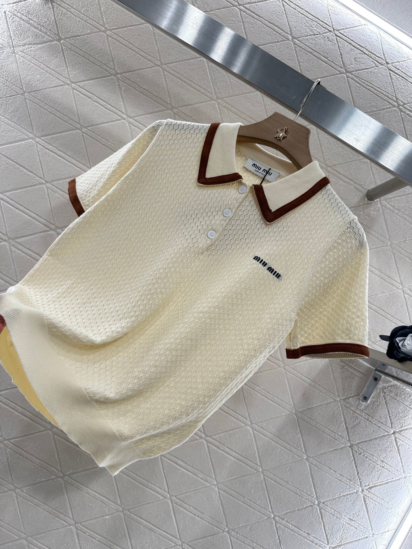 M 2025 new product Knitted lapel short sleeves