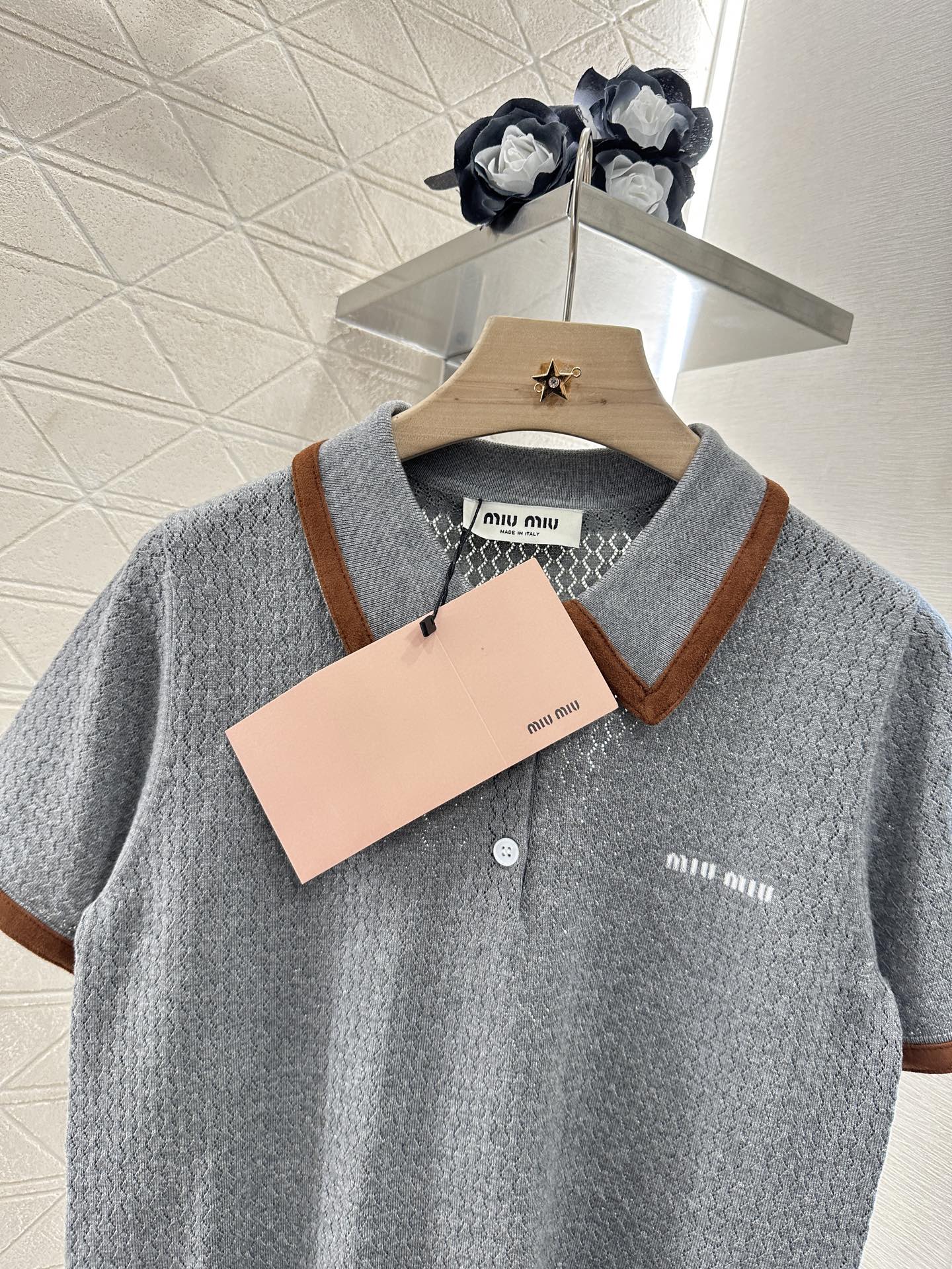 M 2025 new product Knitted lapel short sleeves