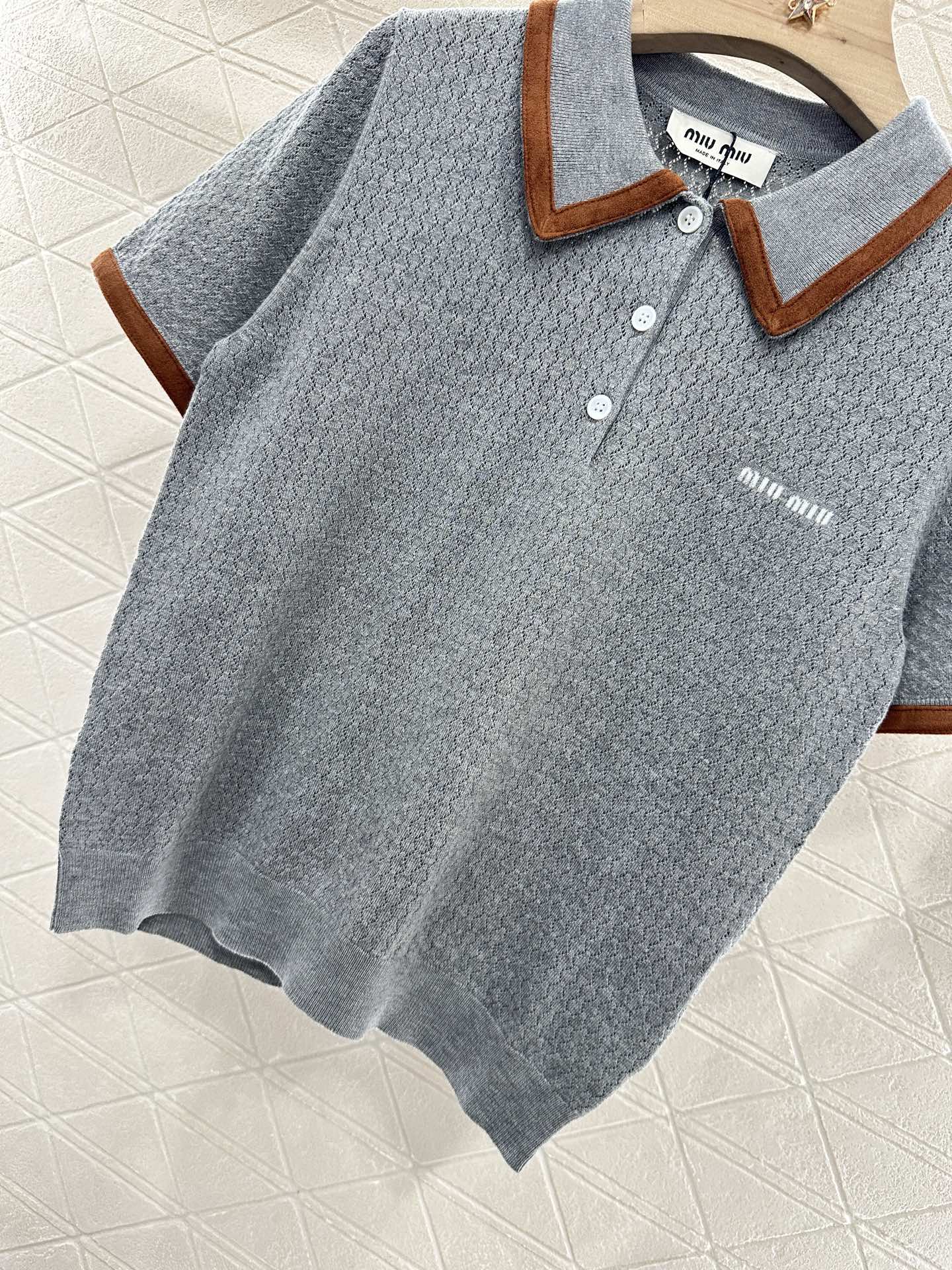 M 2025 new product Knitted lapel short sleeves