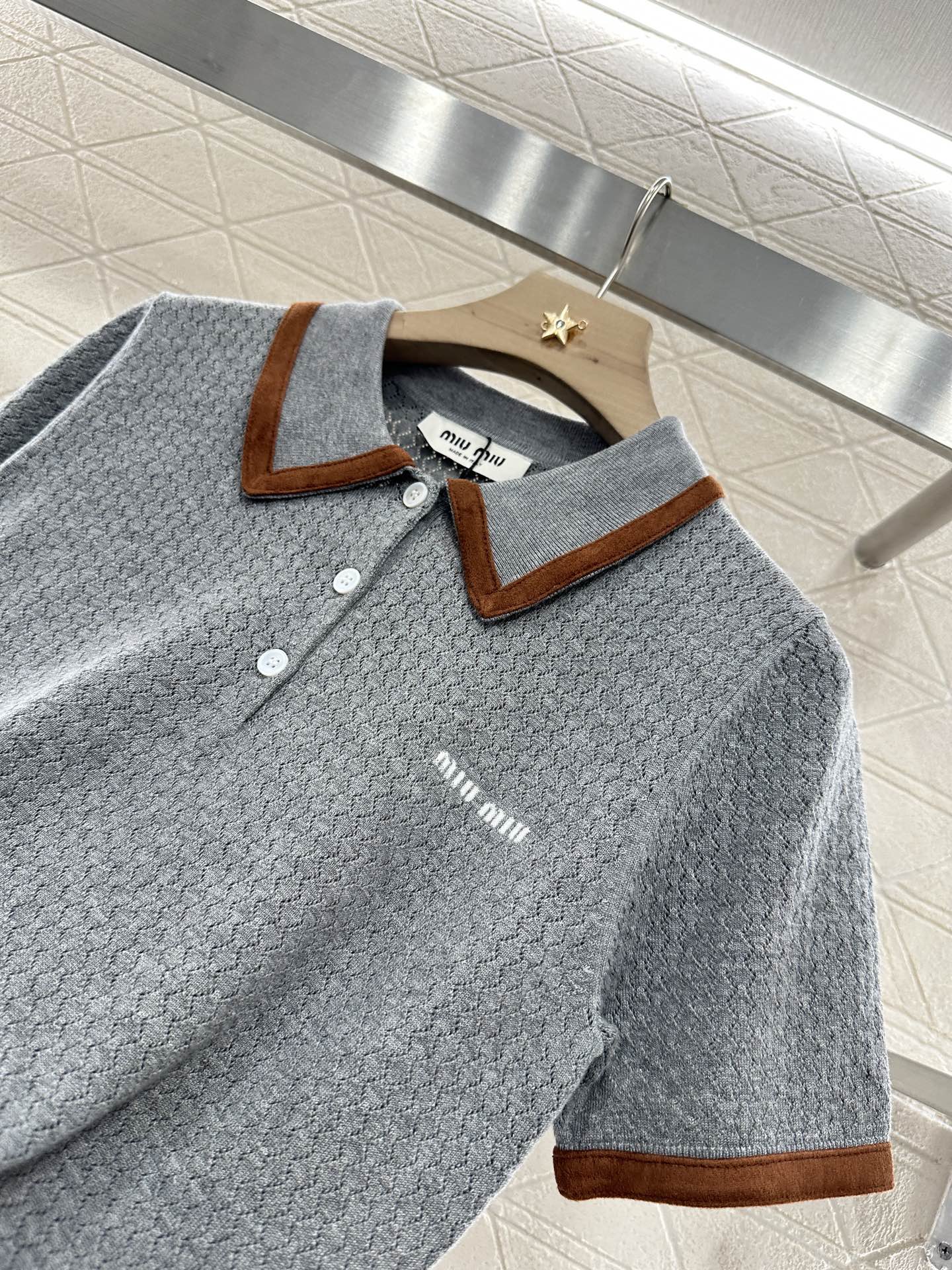 M 2025 new product Knitted lapel short sleeves