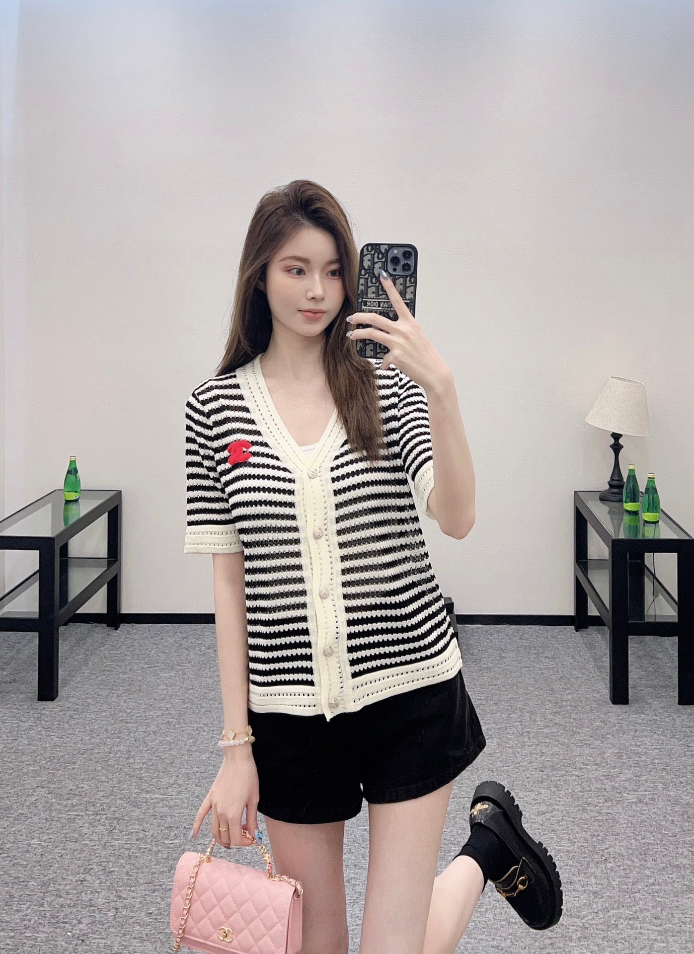 C 2025 new product Knitted short-sleeved cardigan