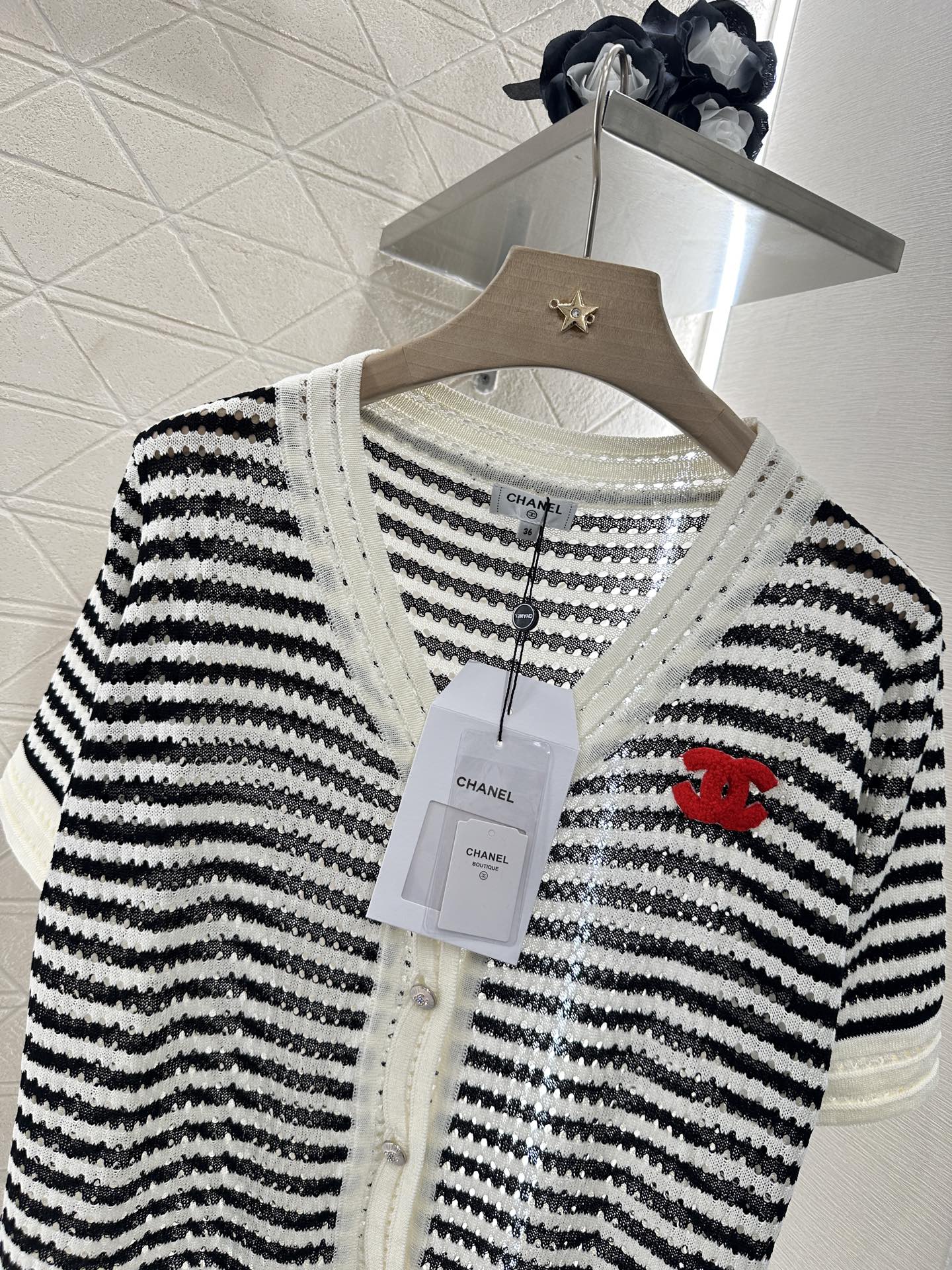 C 2025 new product Knitted short-sleeved cardigan