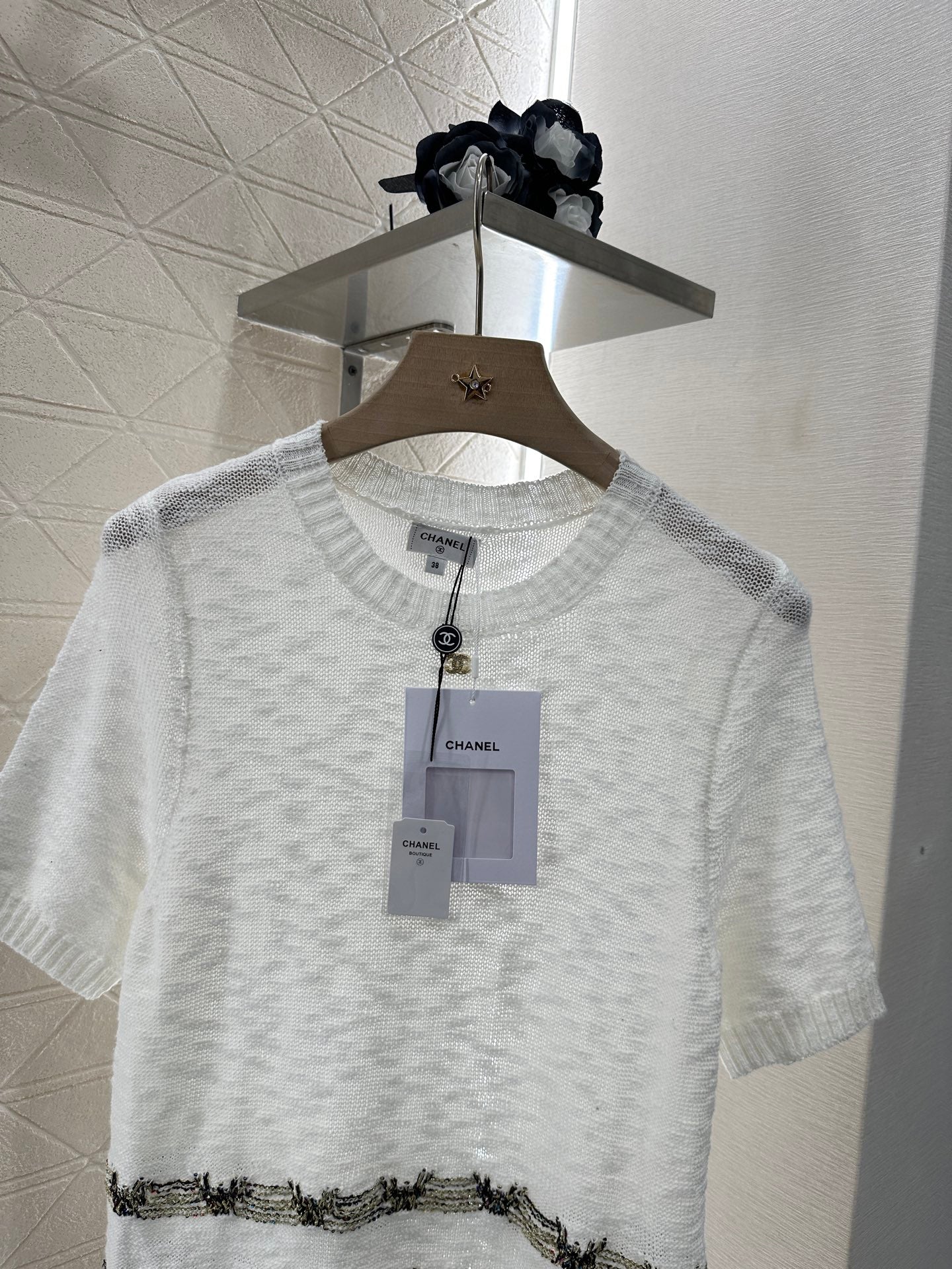 C 2025 new product Embroidered knitted short sleeves