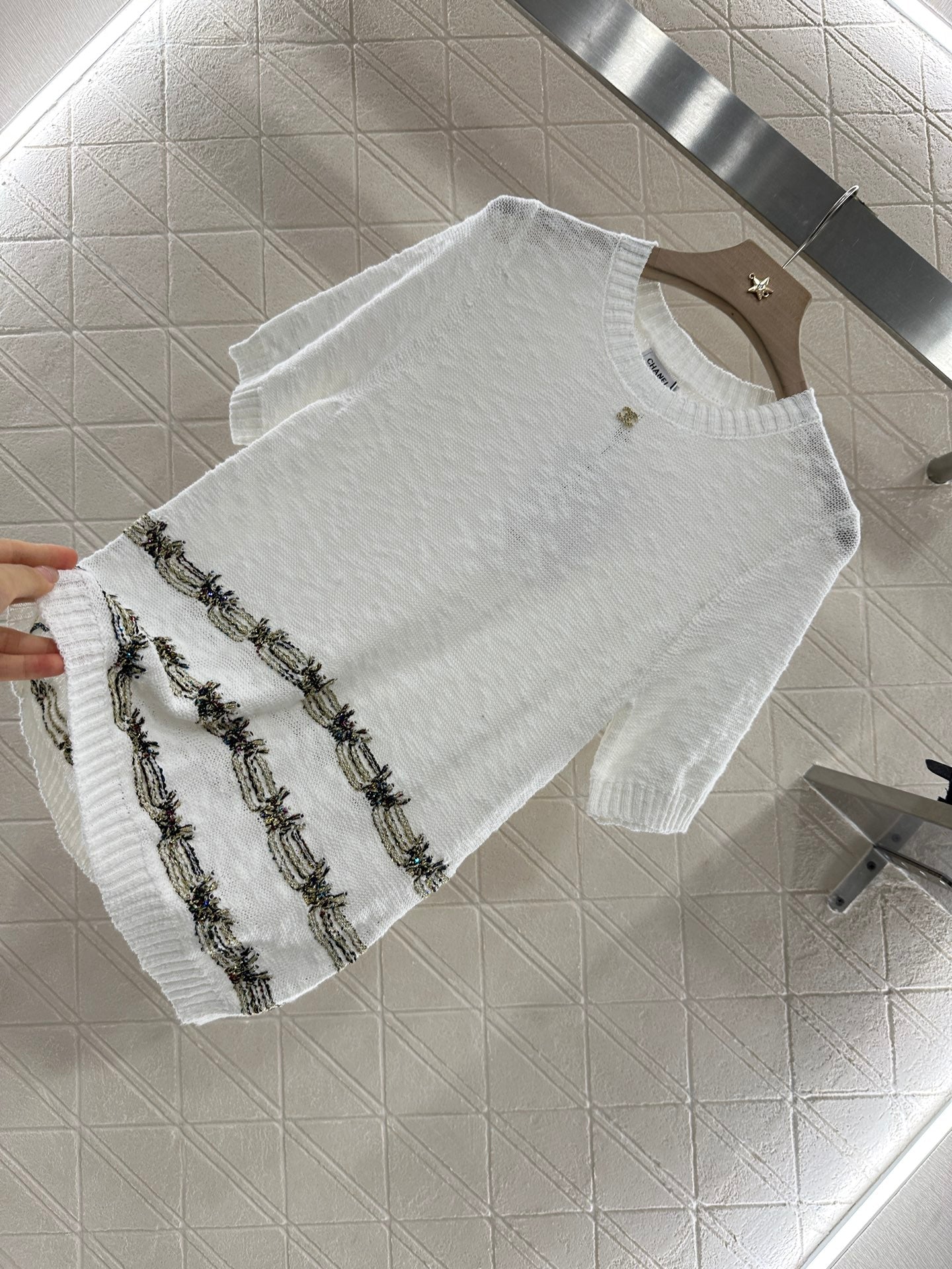 C 2025 new product Embroidered knitted short sleeves