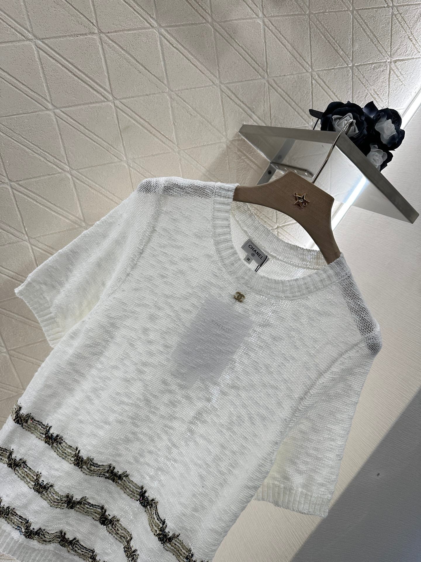 C 2025 new product Embroidered knitted short sleeves