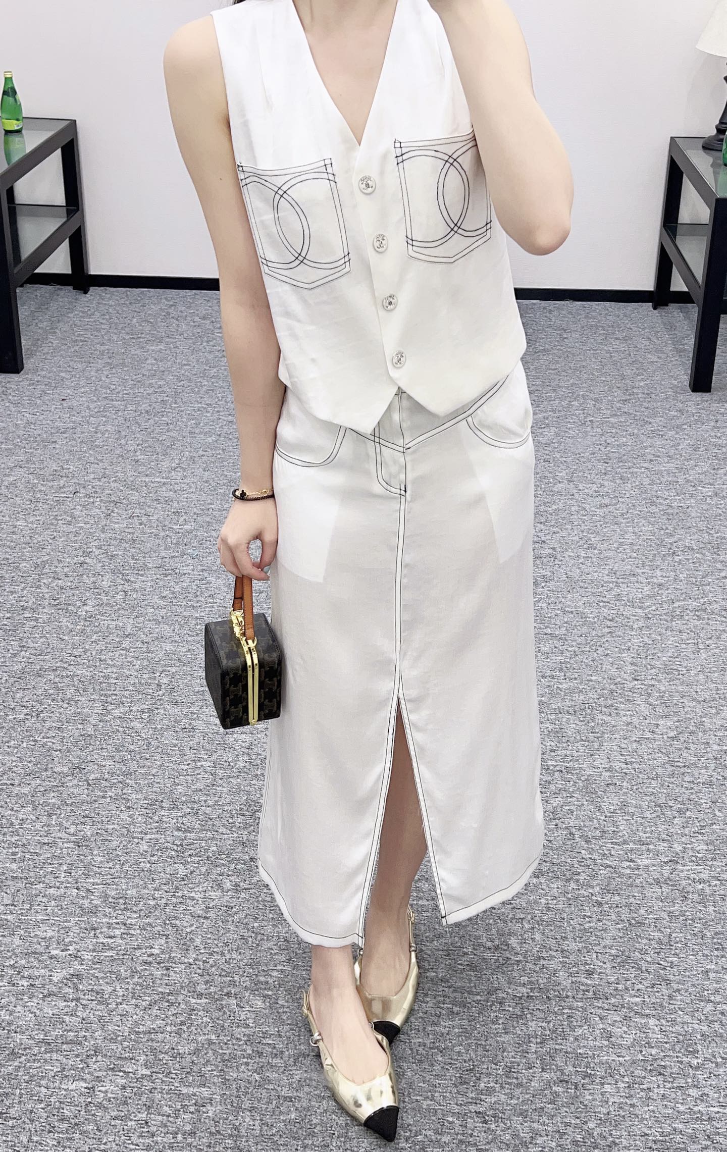 C 2025 new product Vest slit long skirt suit