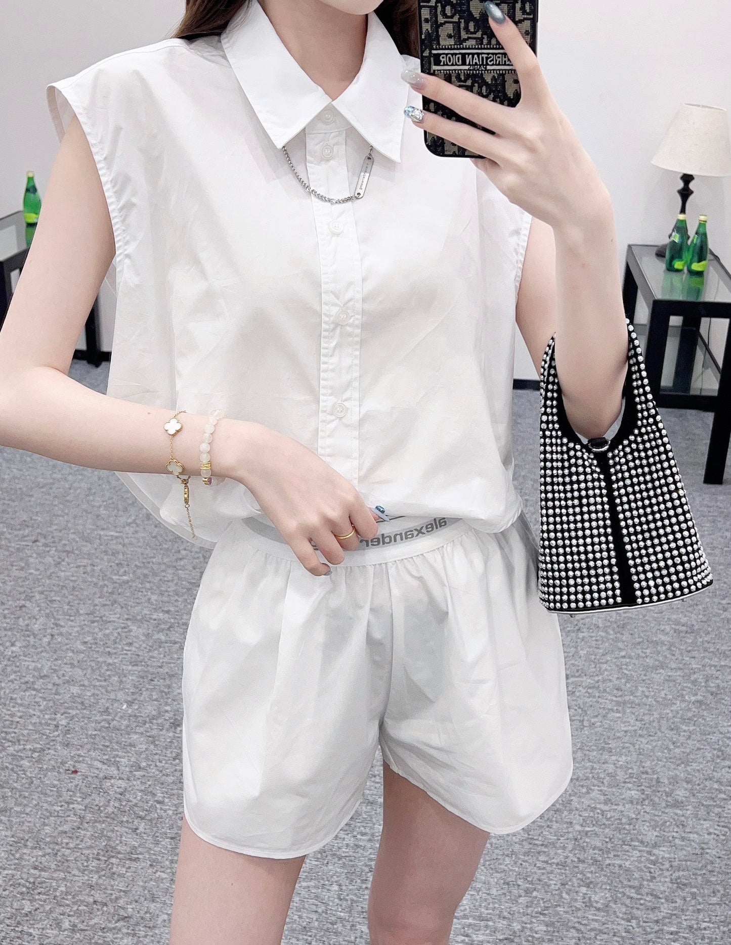 Al 2025 new product Sleeveless shirt and shorts set