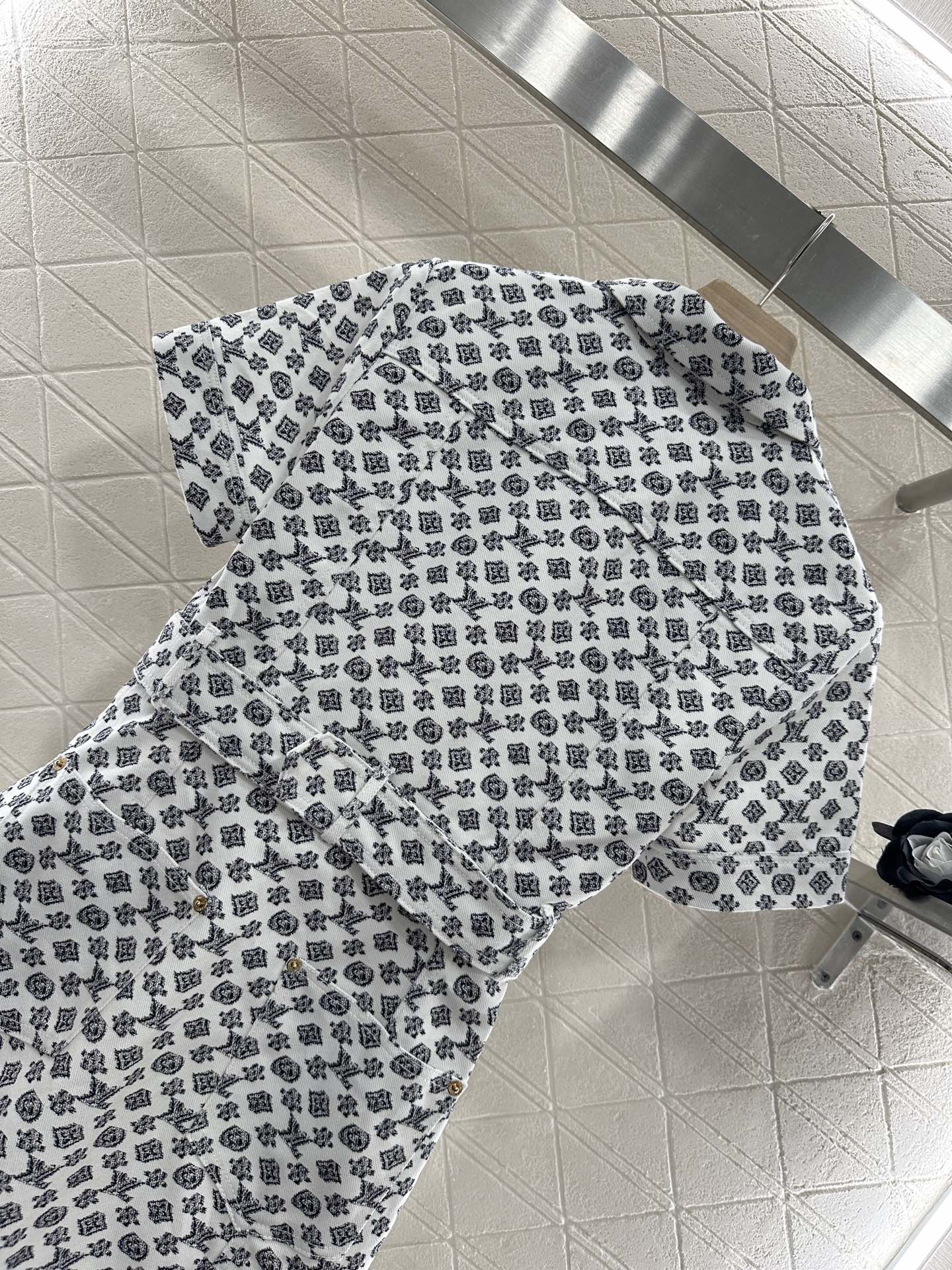 L 2025 new product Printed belt denim dress