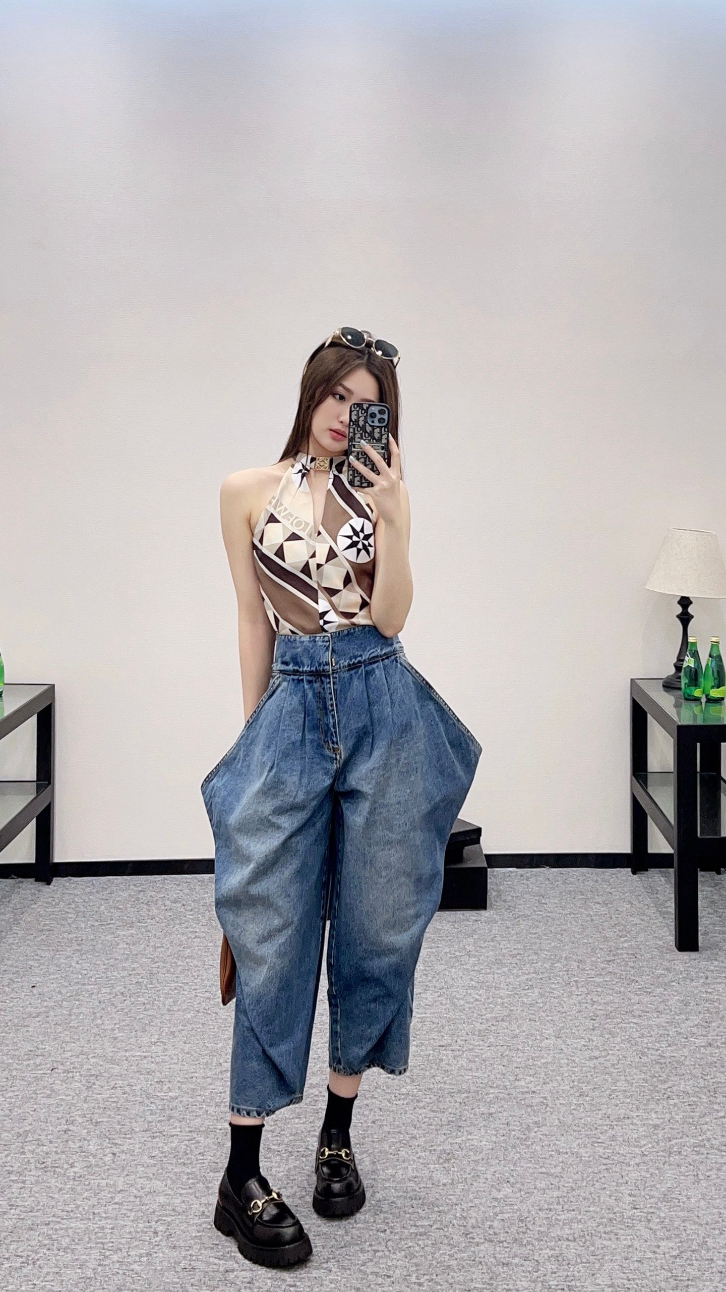 Lo 2025 new product Super cool denim cropped pants