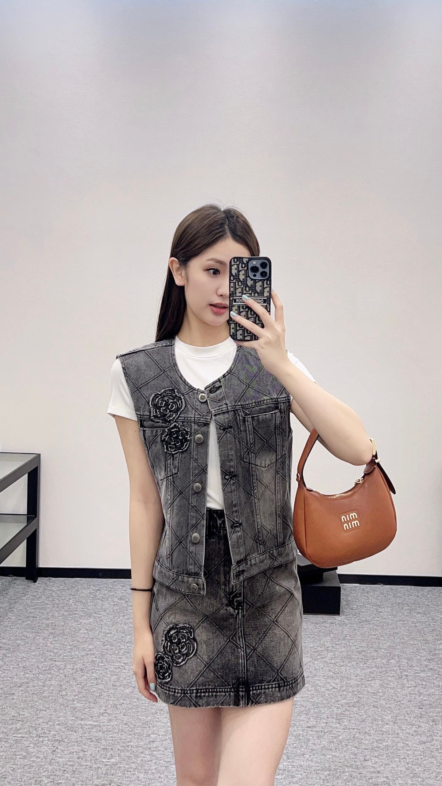 C 2025 new products Denim vest and short skirt set