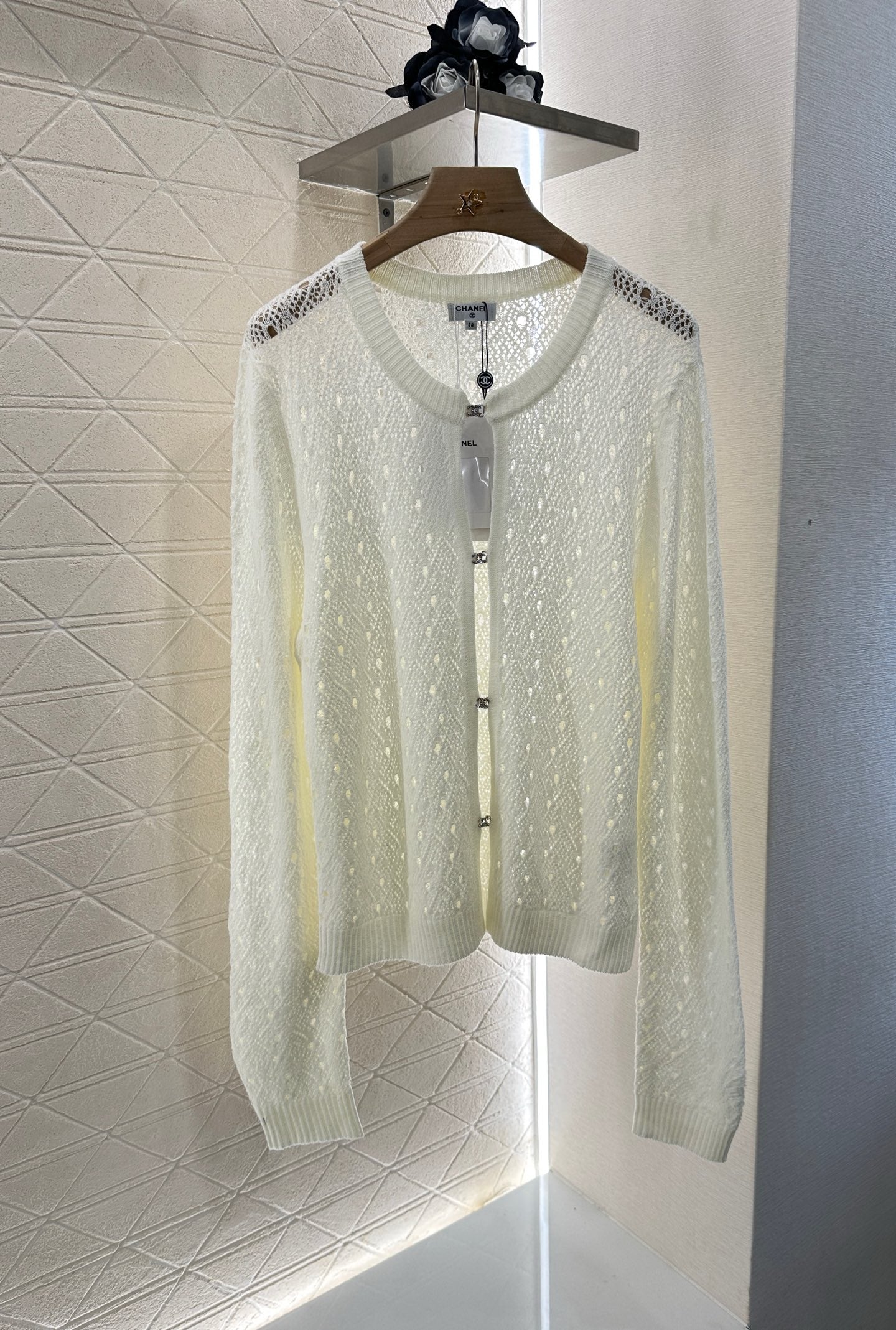 C 2025 new product Hollow rhinestone cardigan