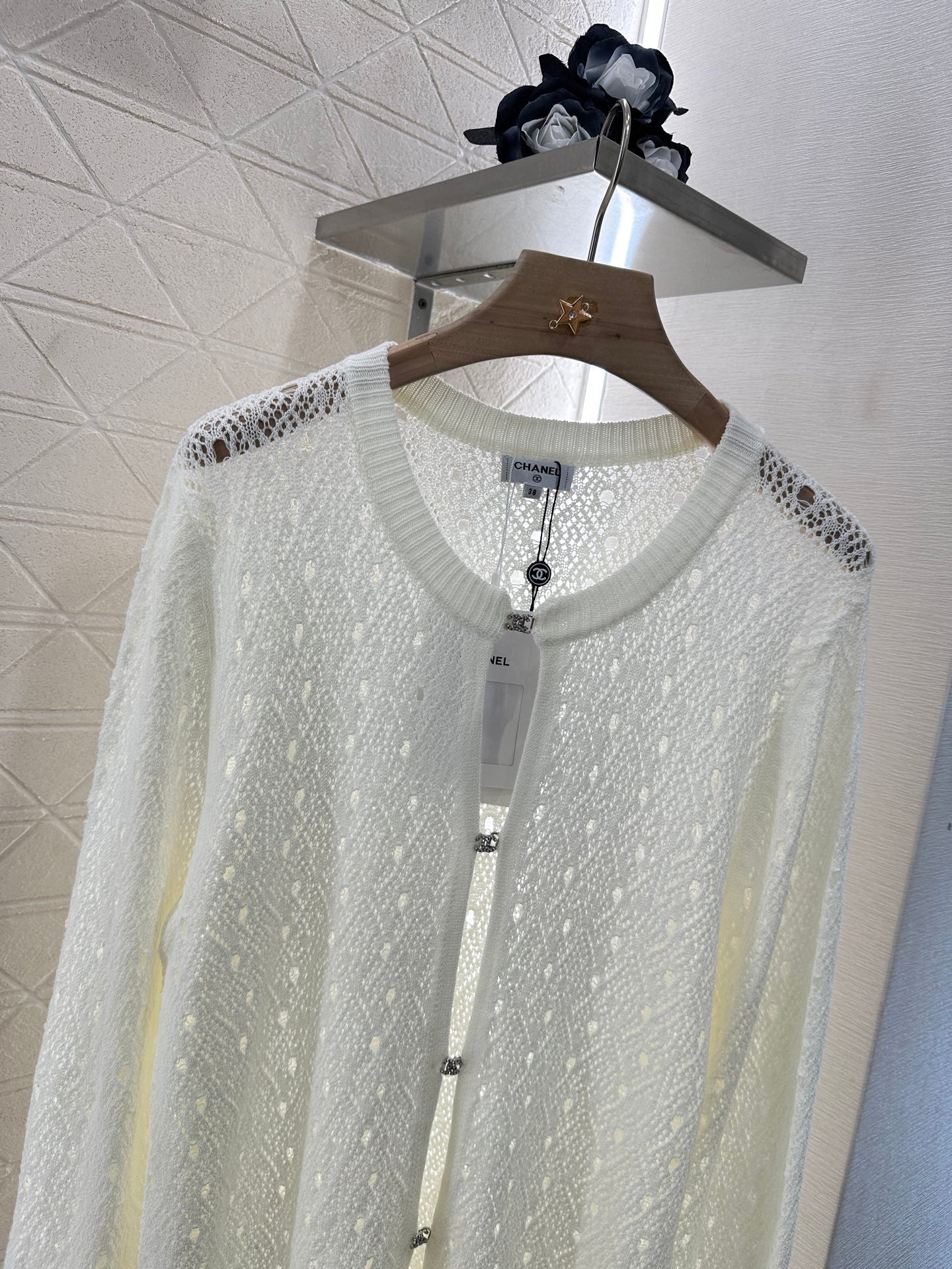 C 2025 new product Hollow rhinestone cardigan