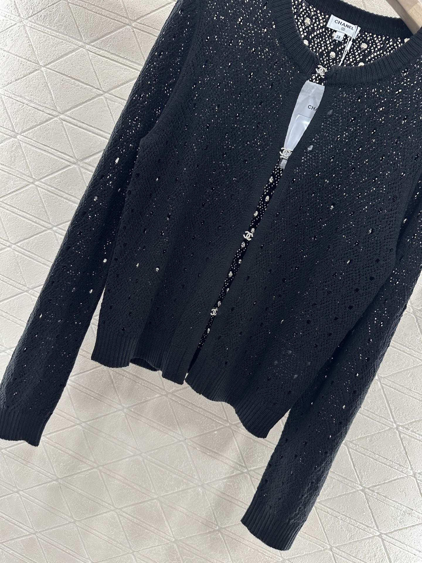C 2025 new product Hollow rhinestone cardigan