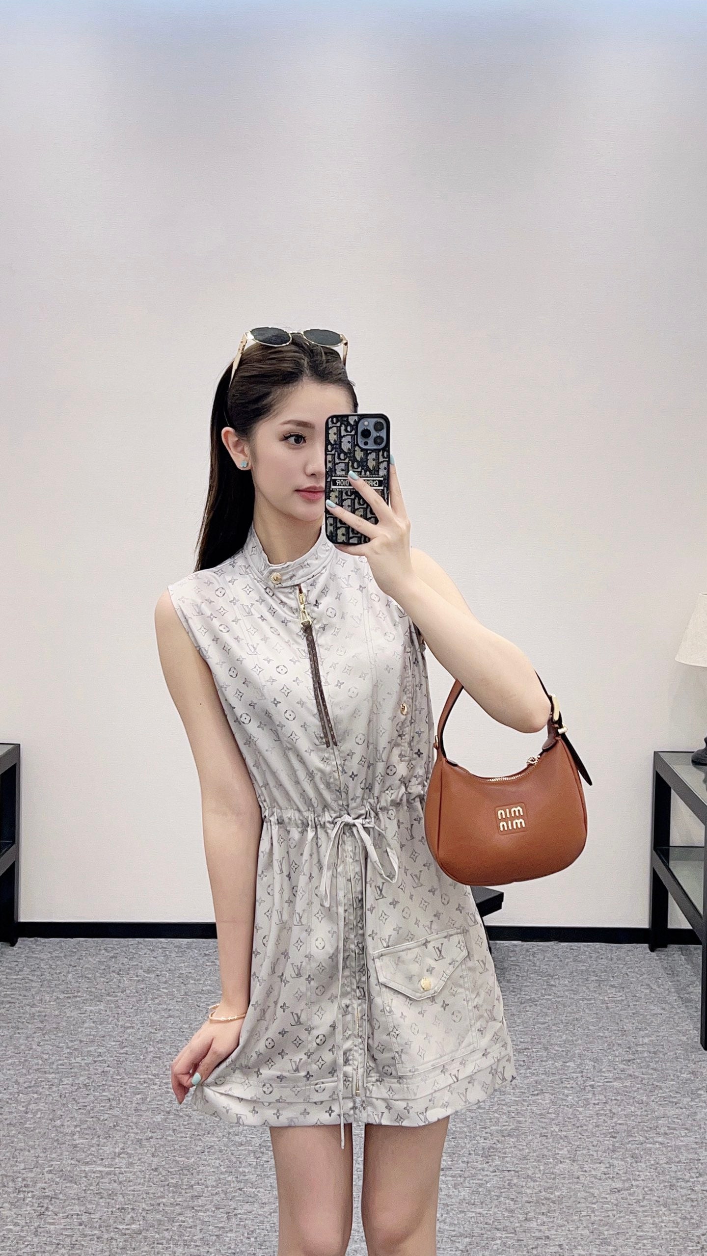 L New Arrival Zippered Printed Vest Dress