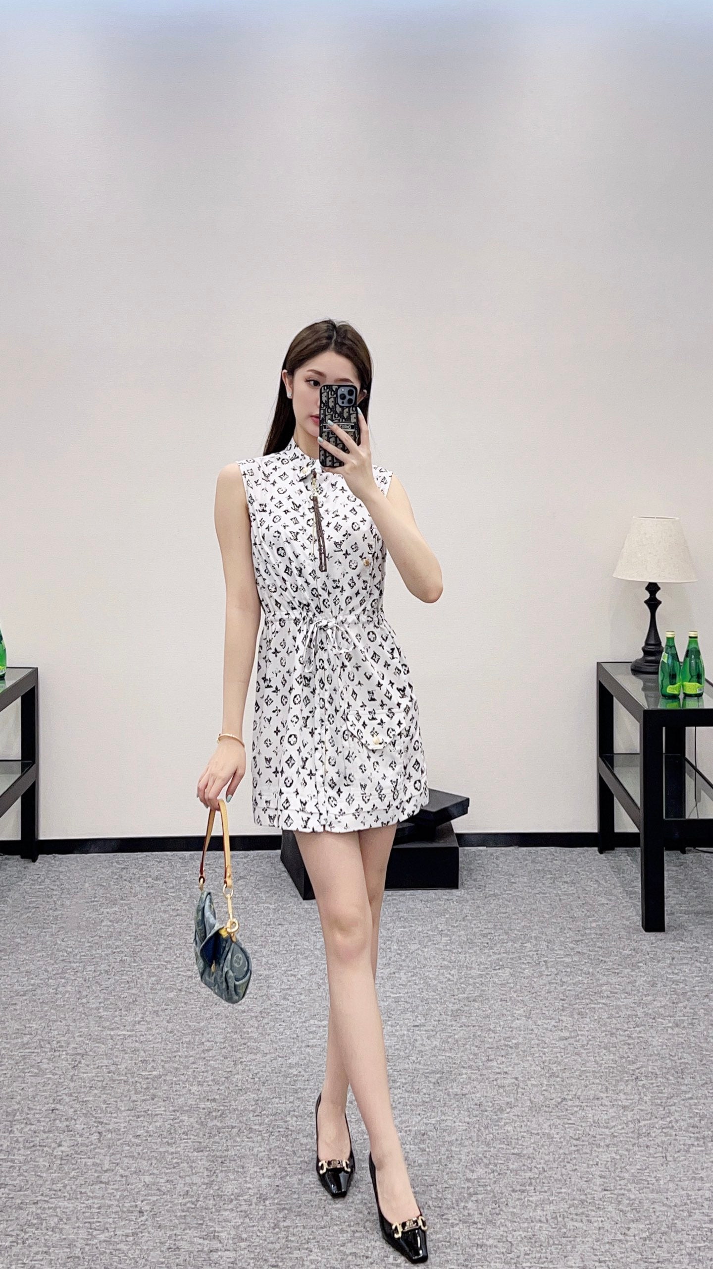 L New Arrival Zippered Printed Vest Dress