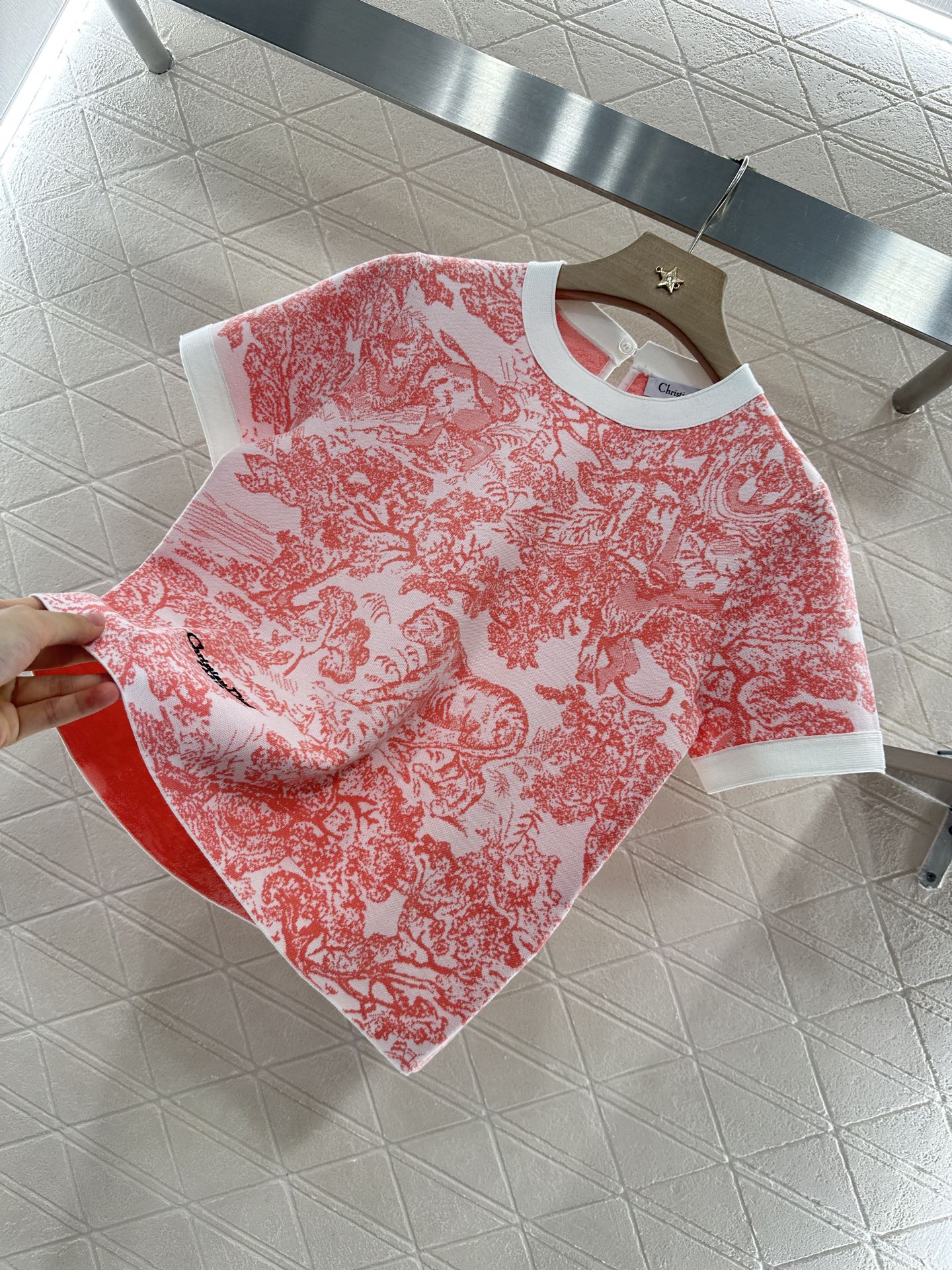 D 2025 new product Jacquard knitted short sleeves
