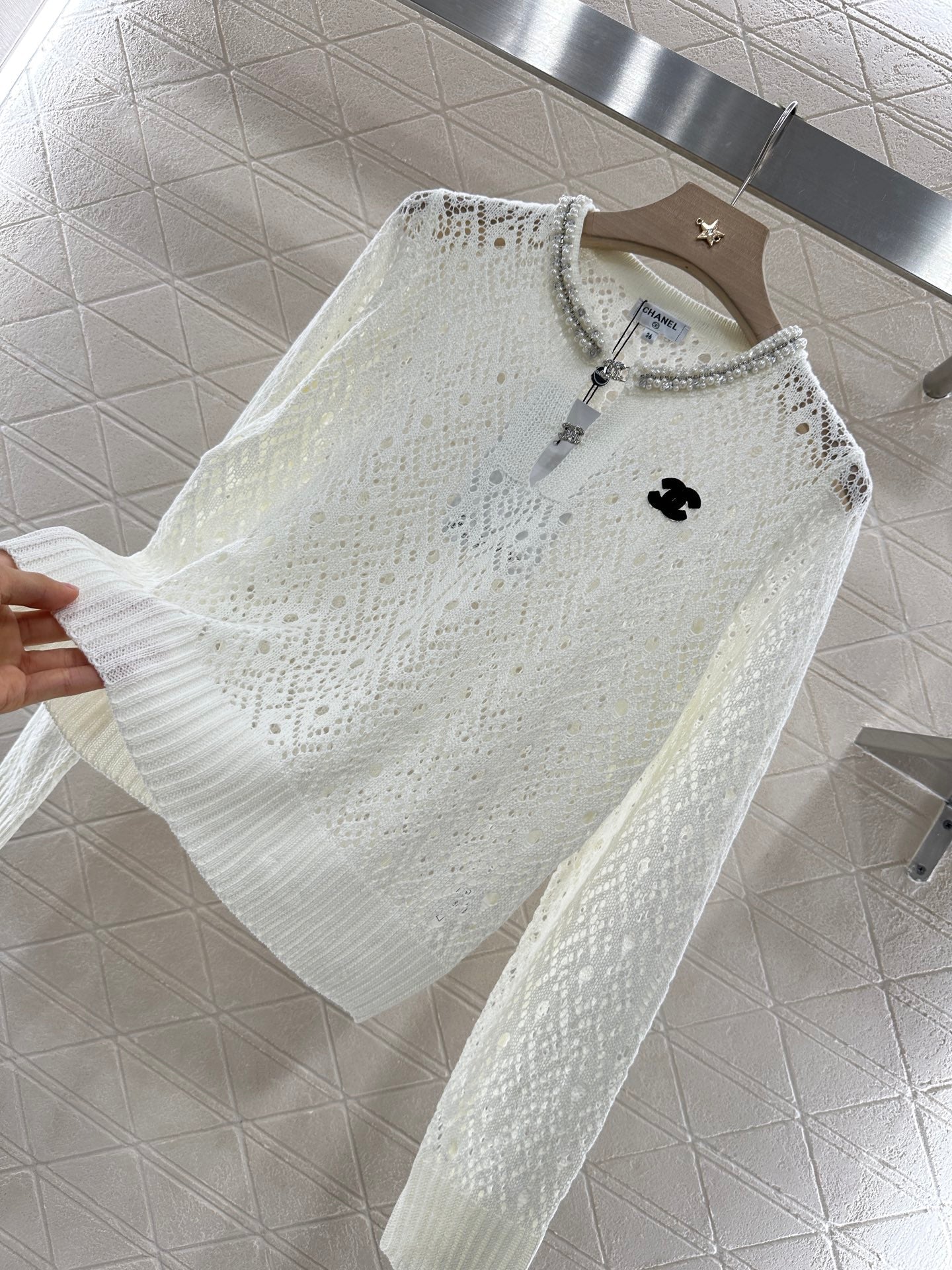 C 2025 new product Pearl hollow long sleeves