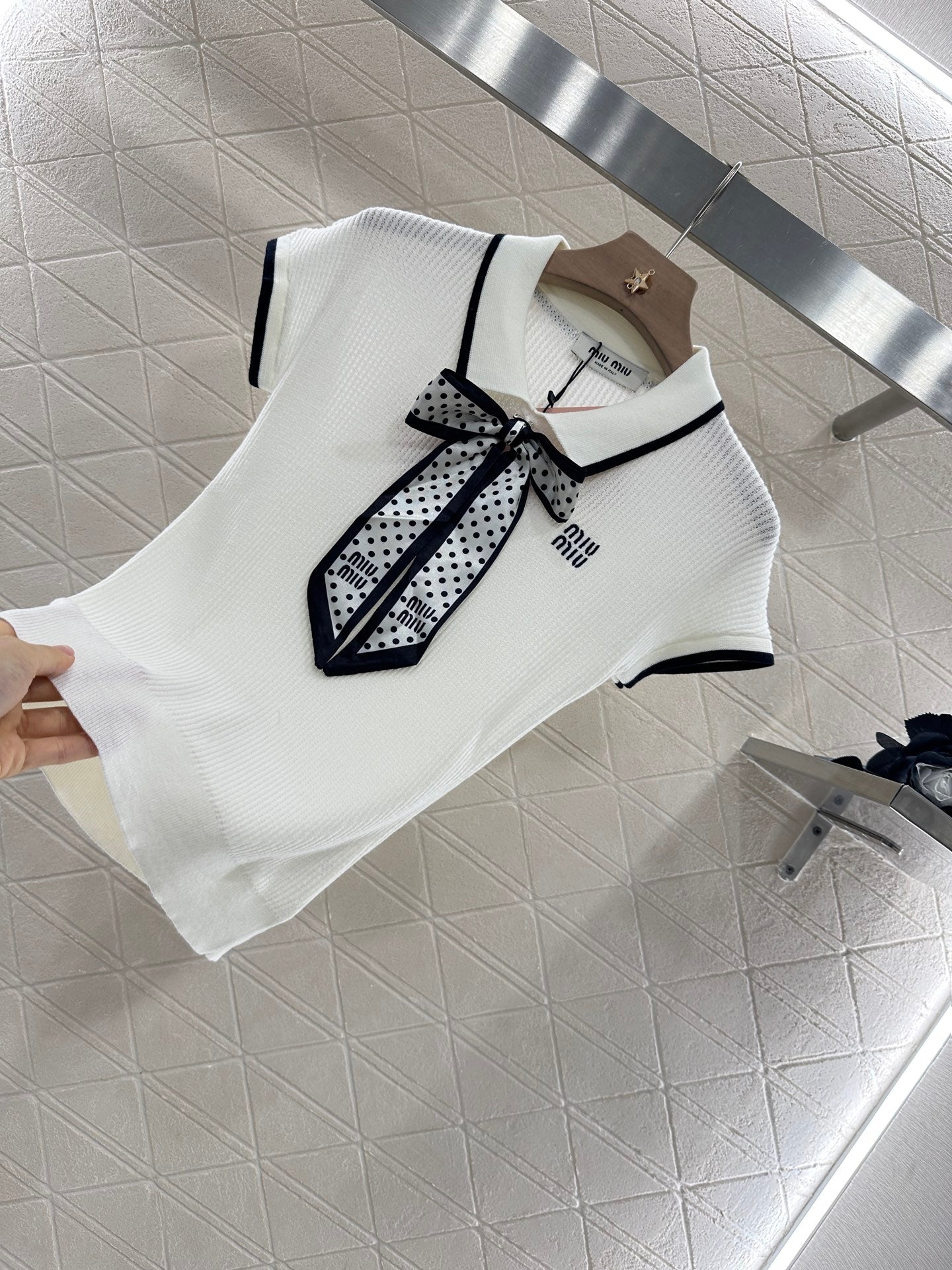 M 2025 new product Bow knitted short sleeves