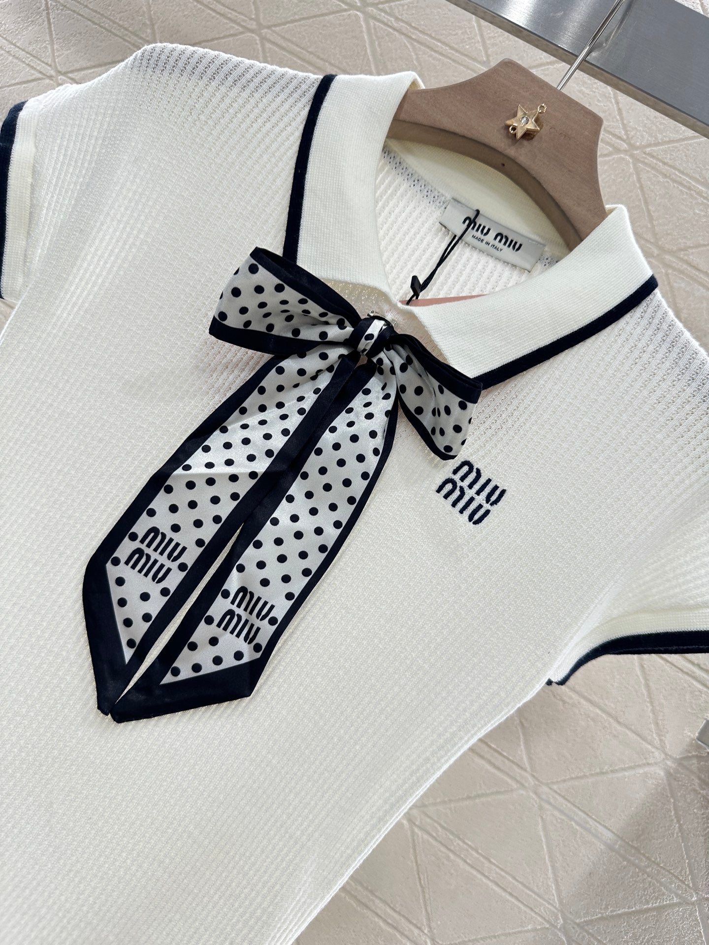 M 2025 new product Bow knitted short sleeves