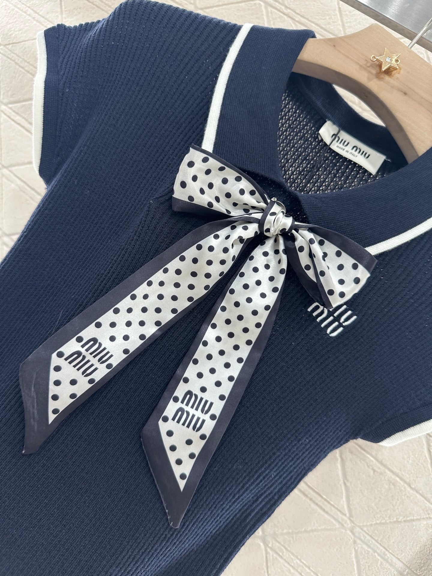 M 2025 new product Bow knitted short sleeves