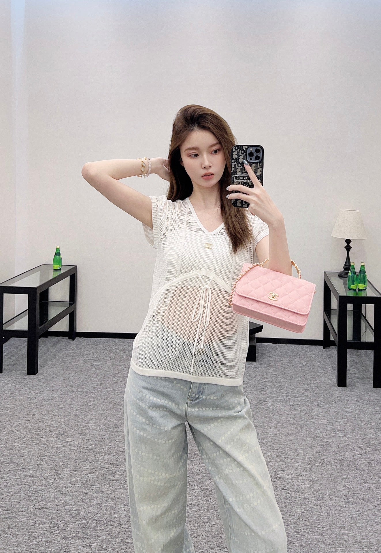 C 2025 new product Hollow knitted short sleeves