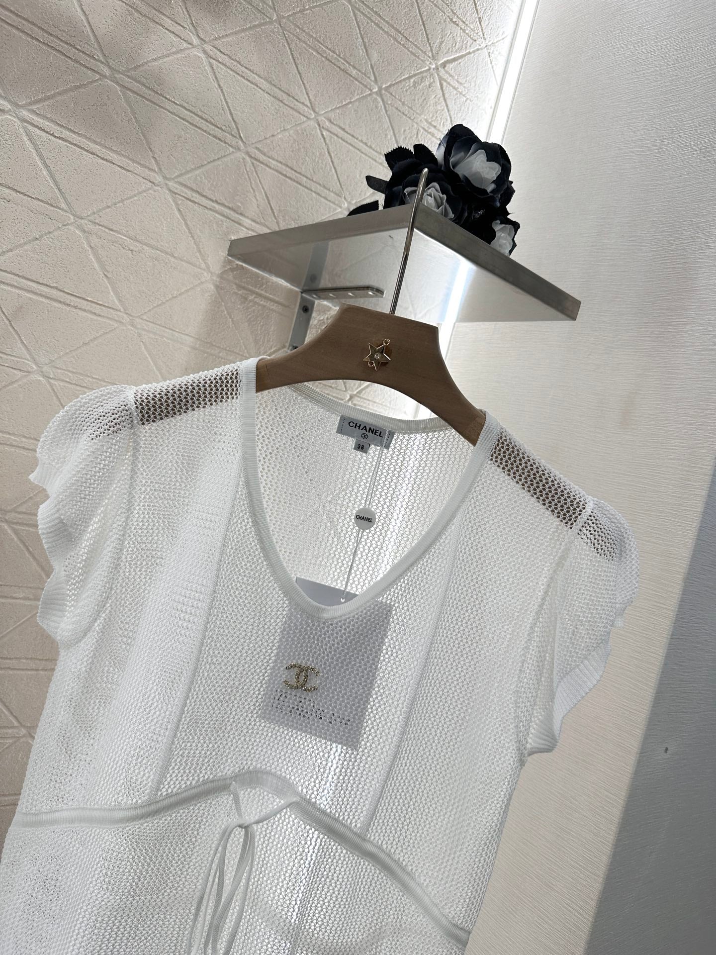 C 2025 new product Hollow knitted short sleeves
