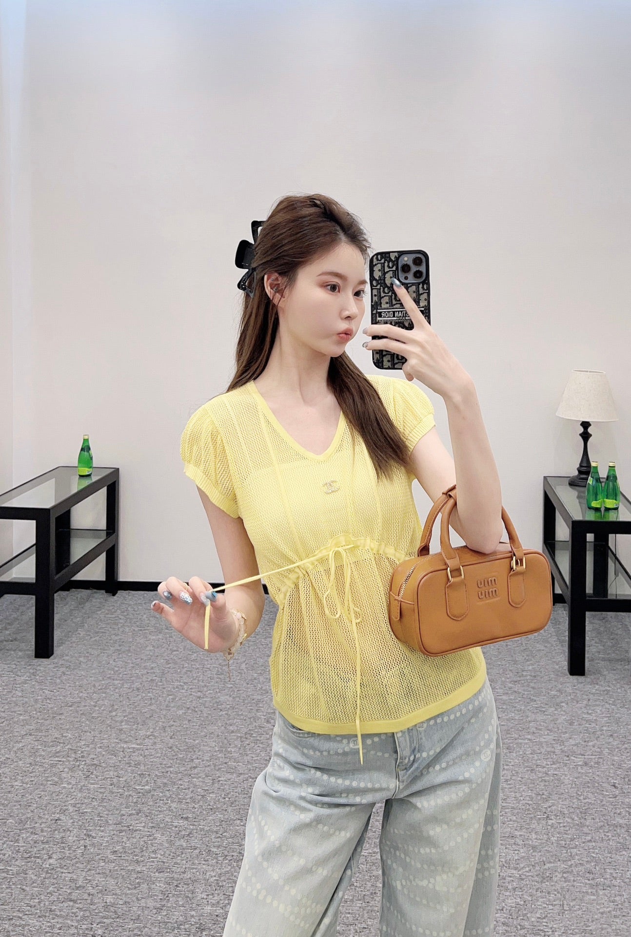 C 2025 new product Hollow knitted short sleeves