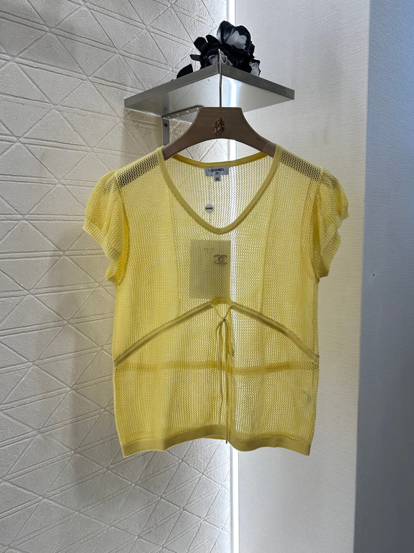 C 2025 new product Hollow knitted short sleeves