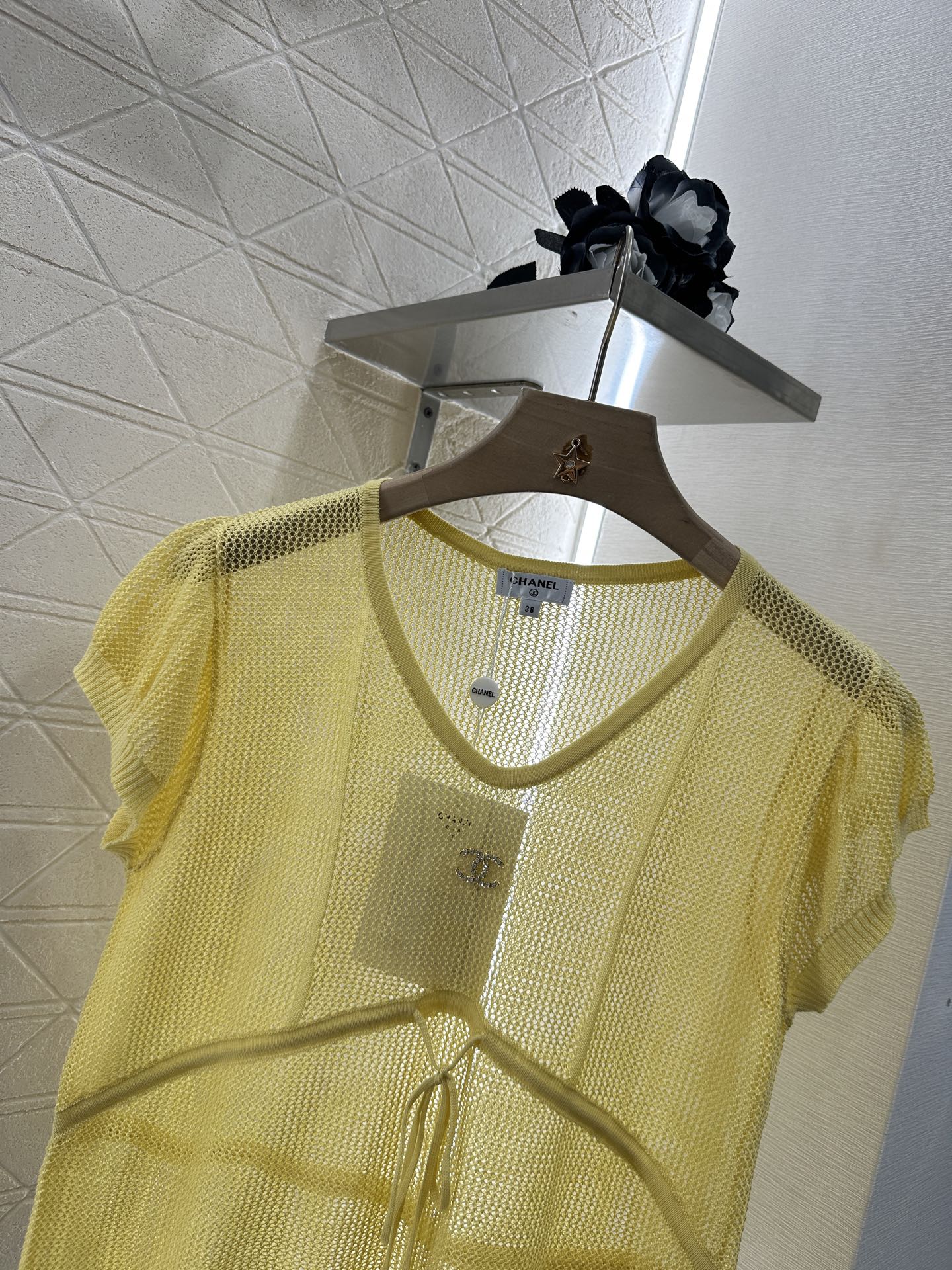 C 2025 new product Hollow knitted short sleeves