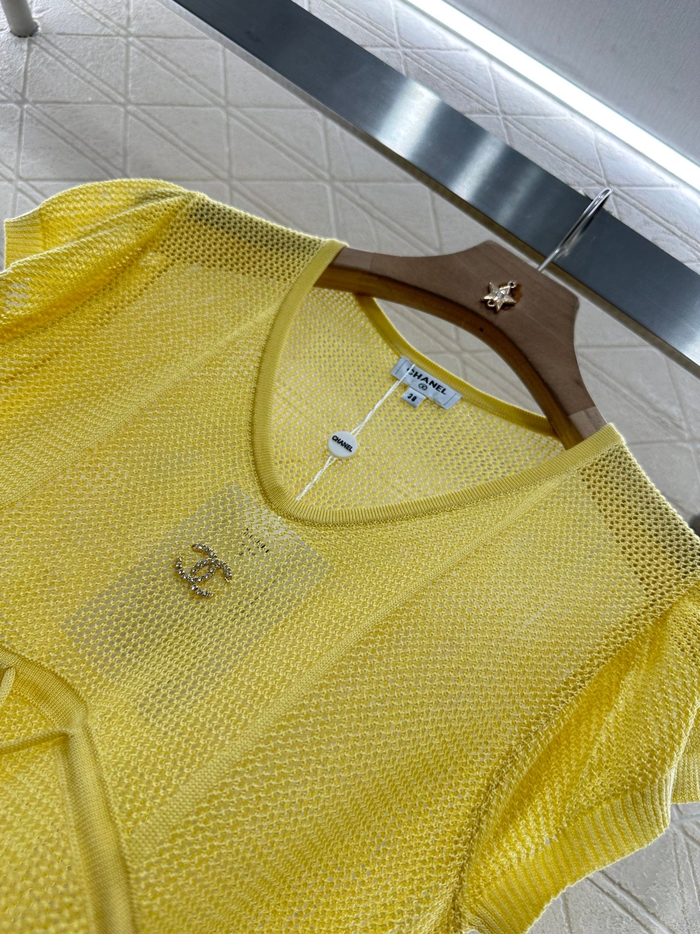 C 2025 new product Hollow knitted short sleeves