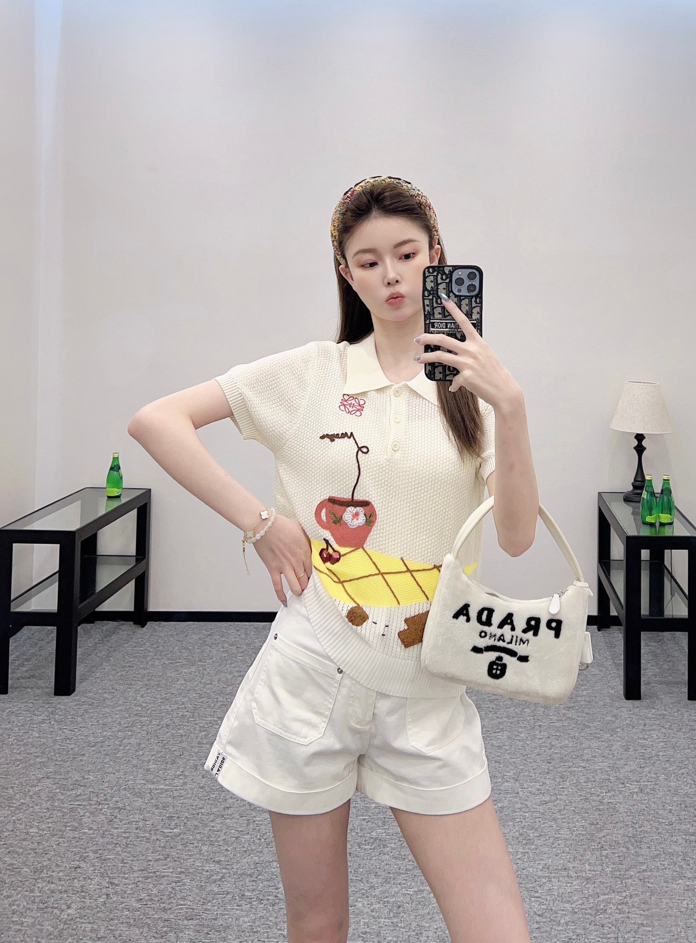 Lo 2025 new product Embroidered knitted short sleeves