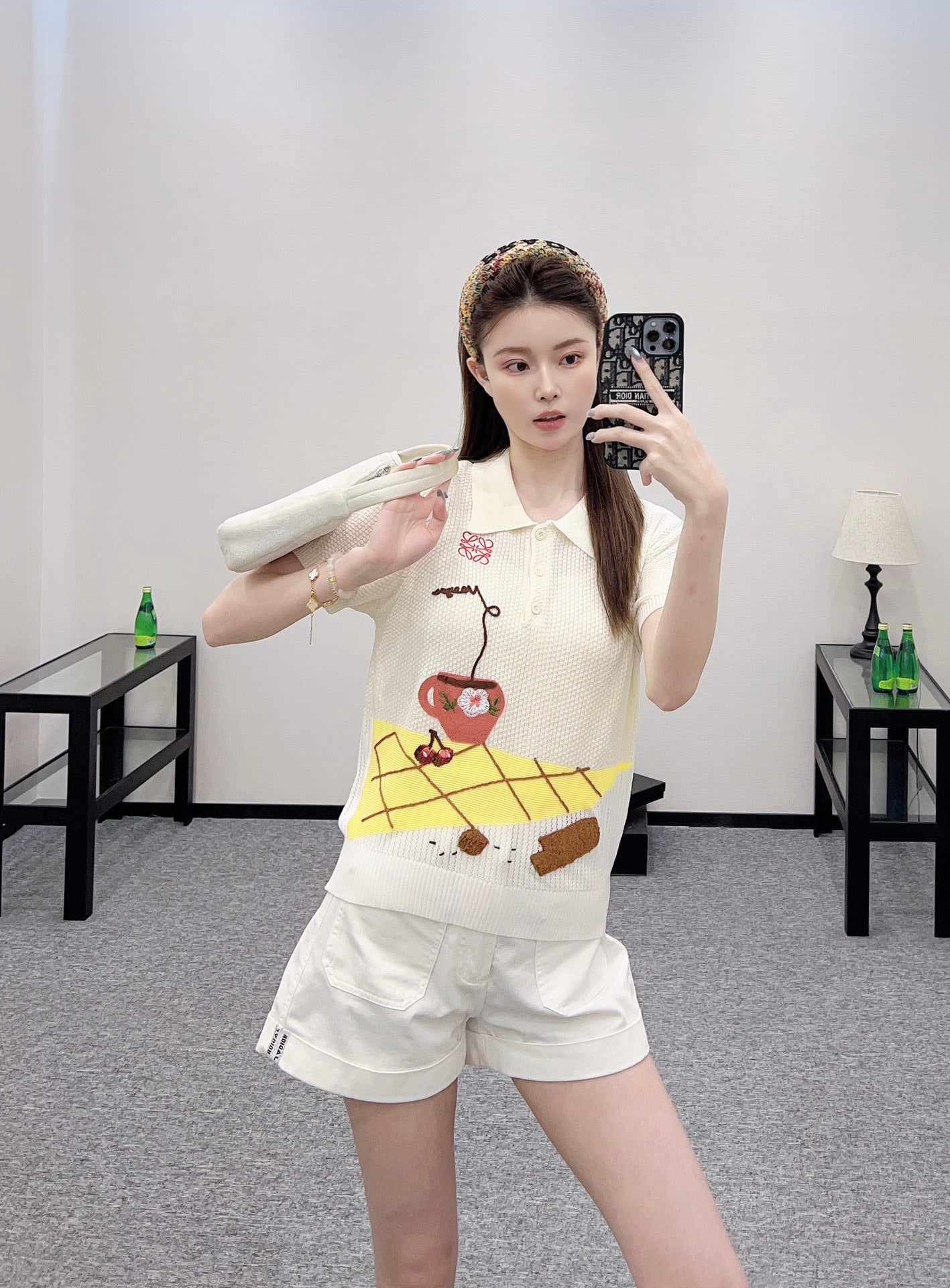 Lo 2025 new product Embroidered knitted short sleeves