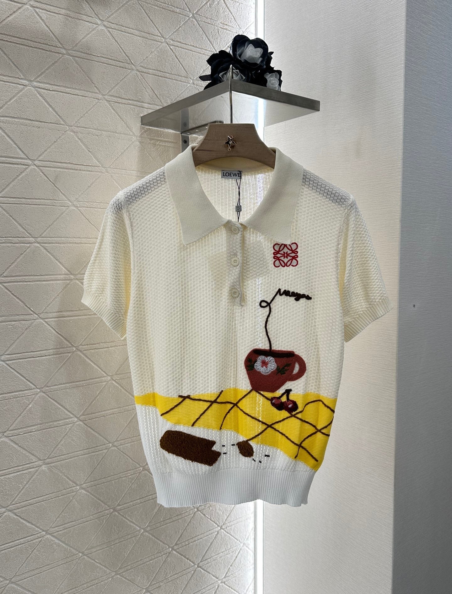 Lo 2025 new product Embroidered knitted short sleeves