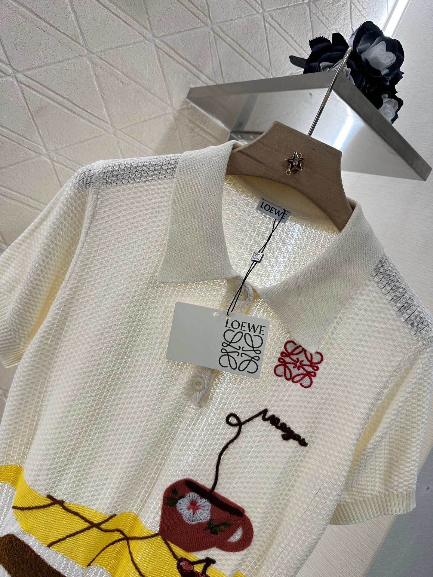 Lo 2025 new product Embroidered knitted short sleeves