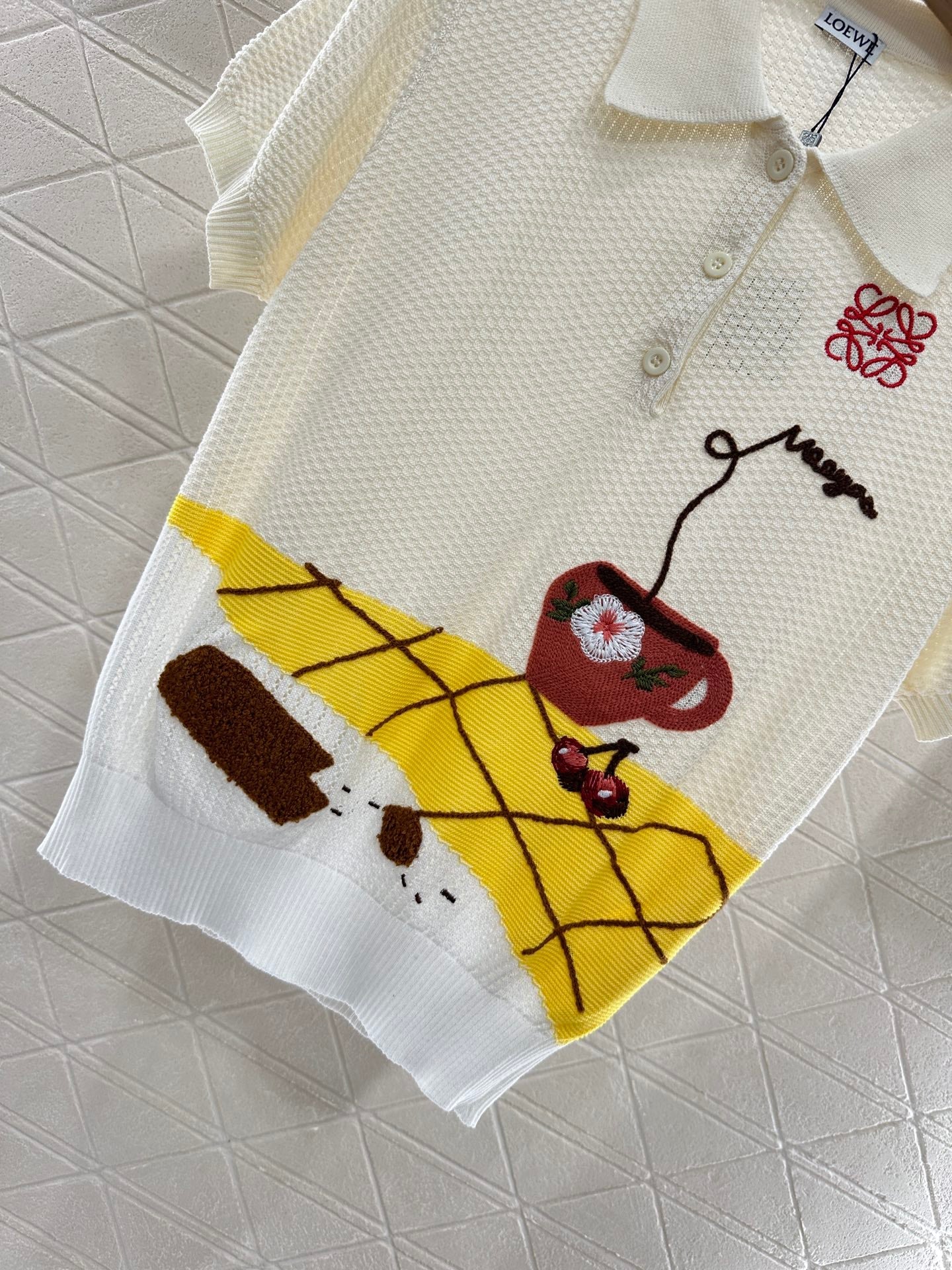 Lo 2025 new product Embroidered knitted short sleeves