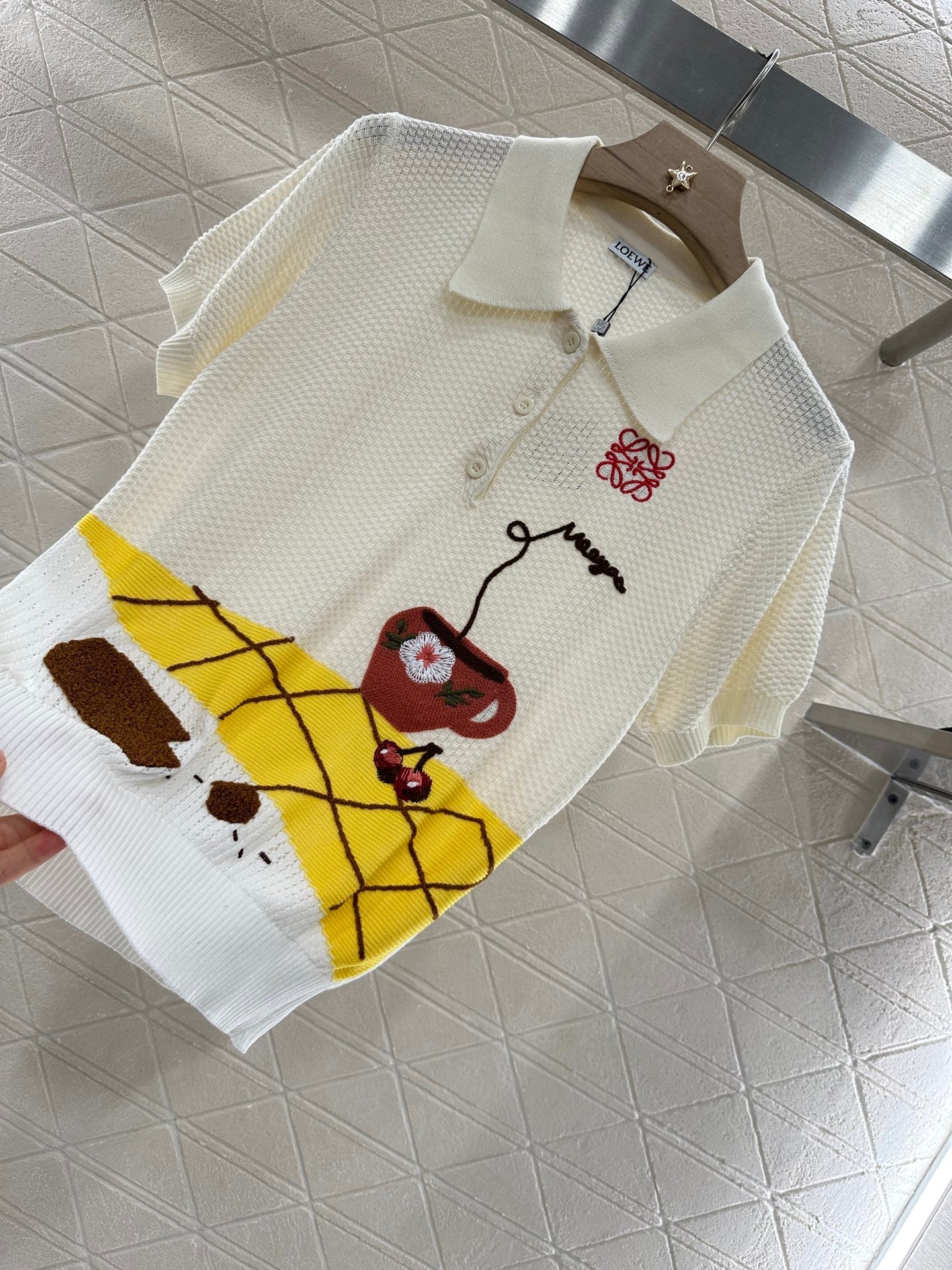 Lo 2025 new product Embroidered knitted short sleeves