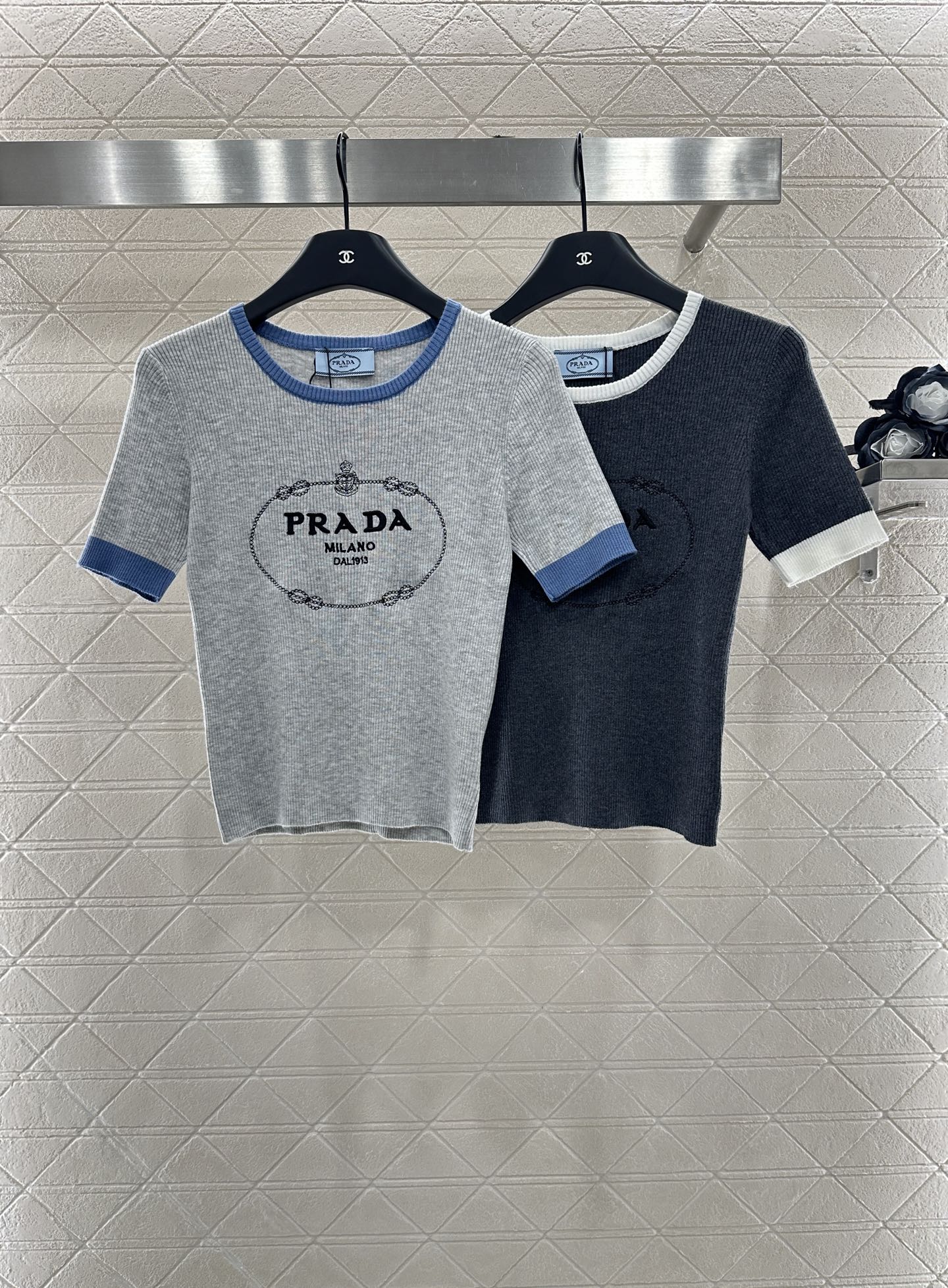 P 2025 new product Embroidered knitted short sleeves