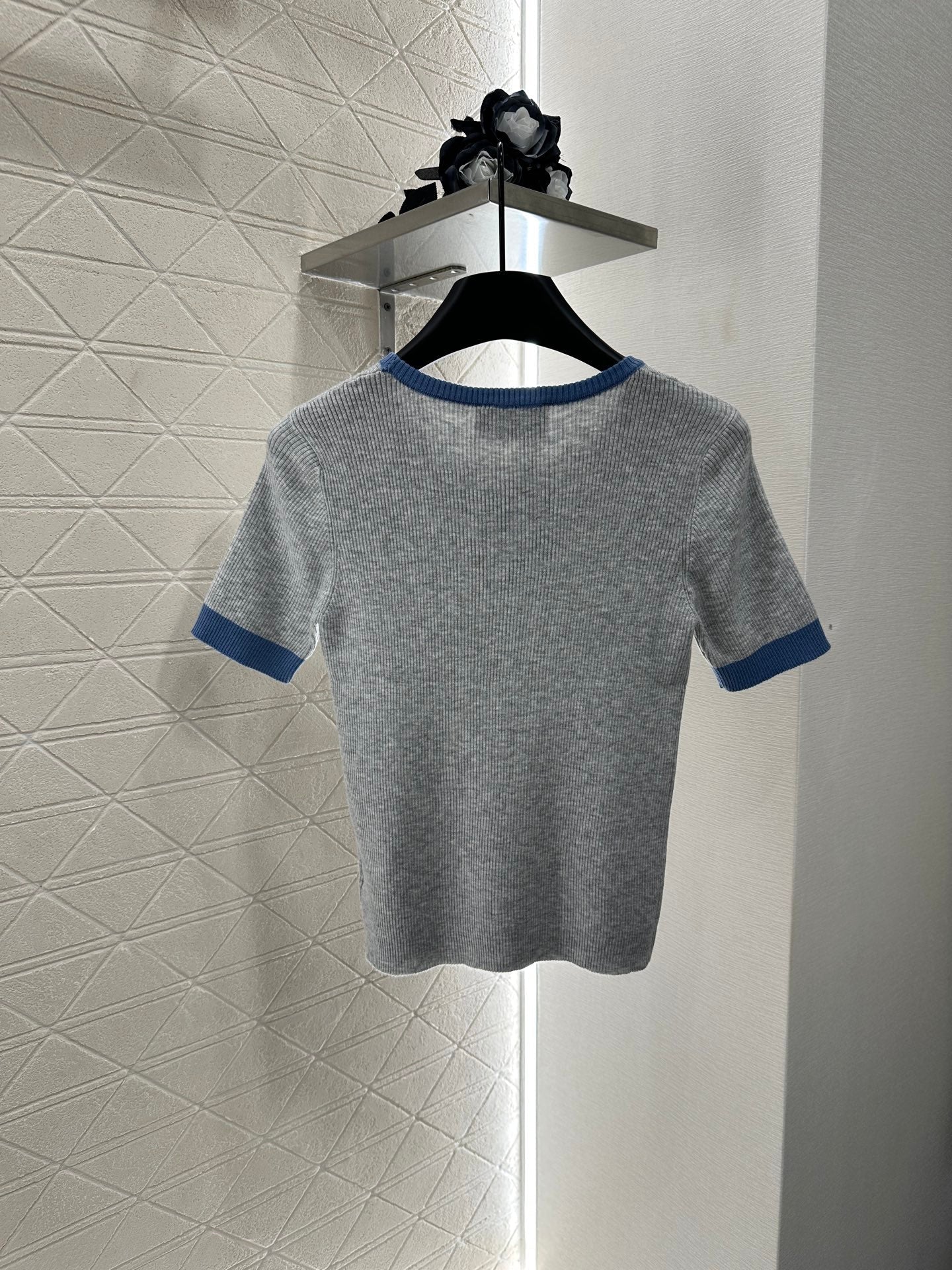 P 2025 new product Embroidered knitted short sleeves
